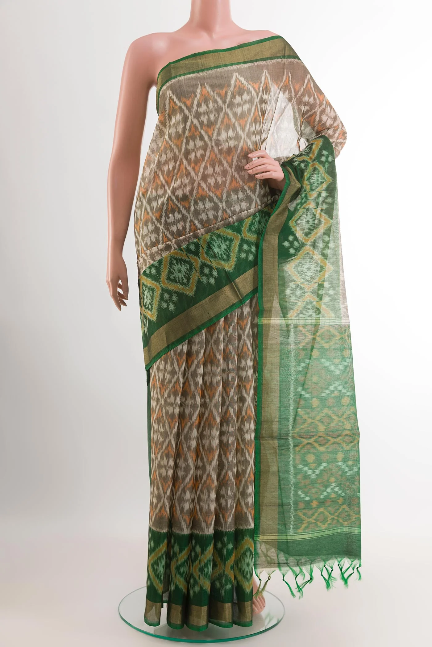 Grey Silk Cotton Saree