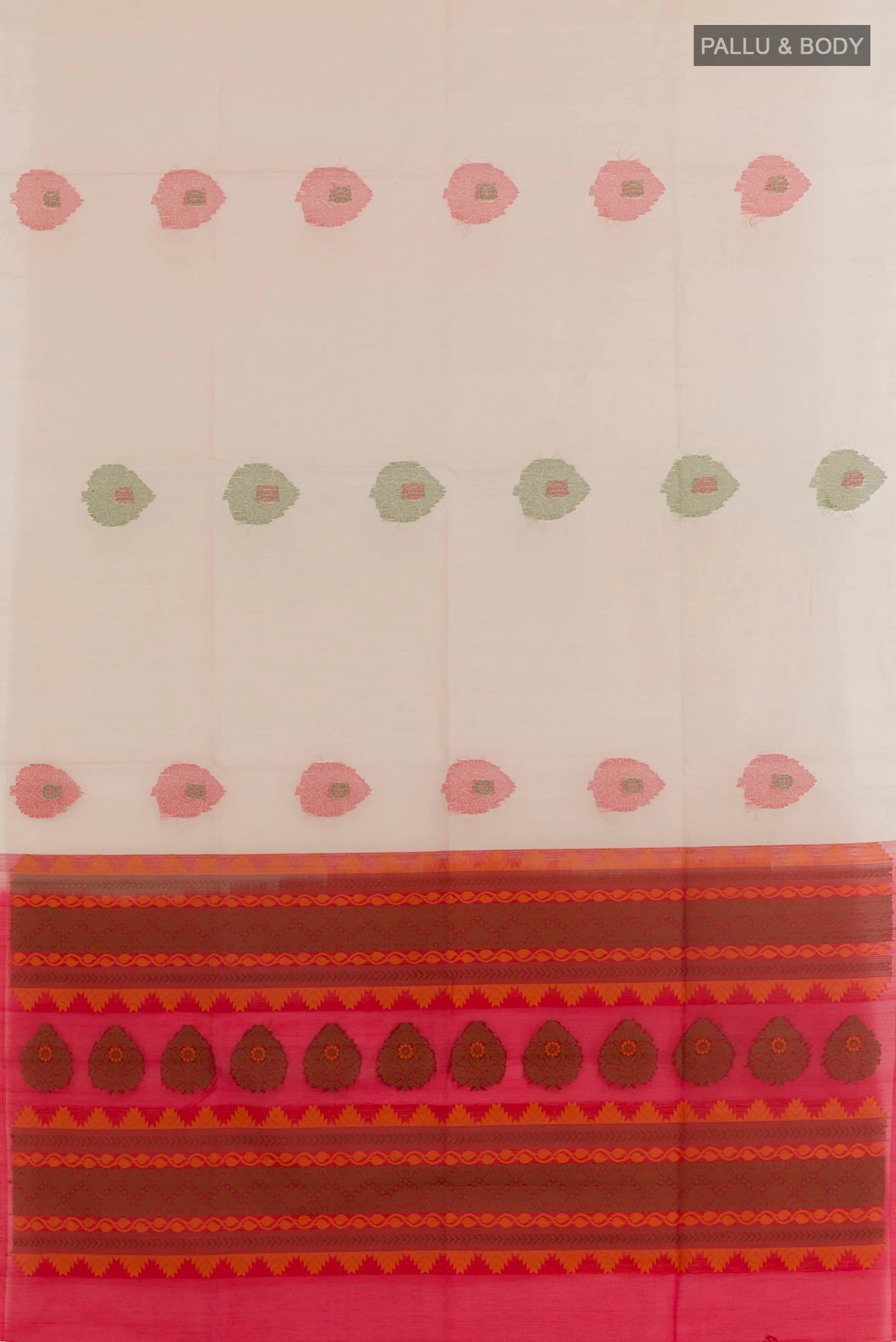 Cream Silk Cotton Saree - Image 3