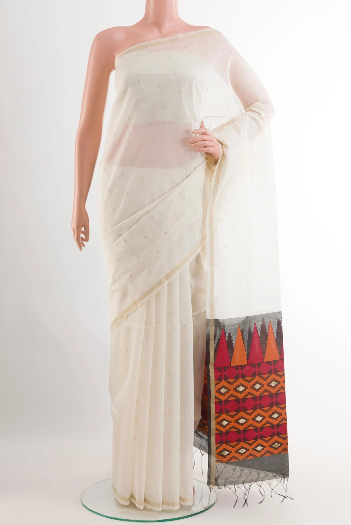 White Silk Cotton Saree
