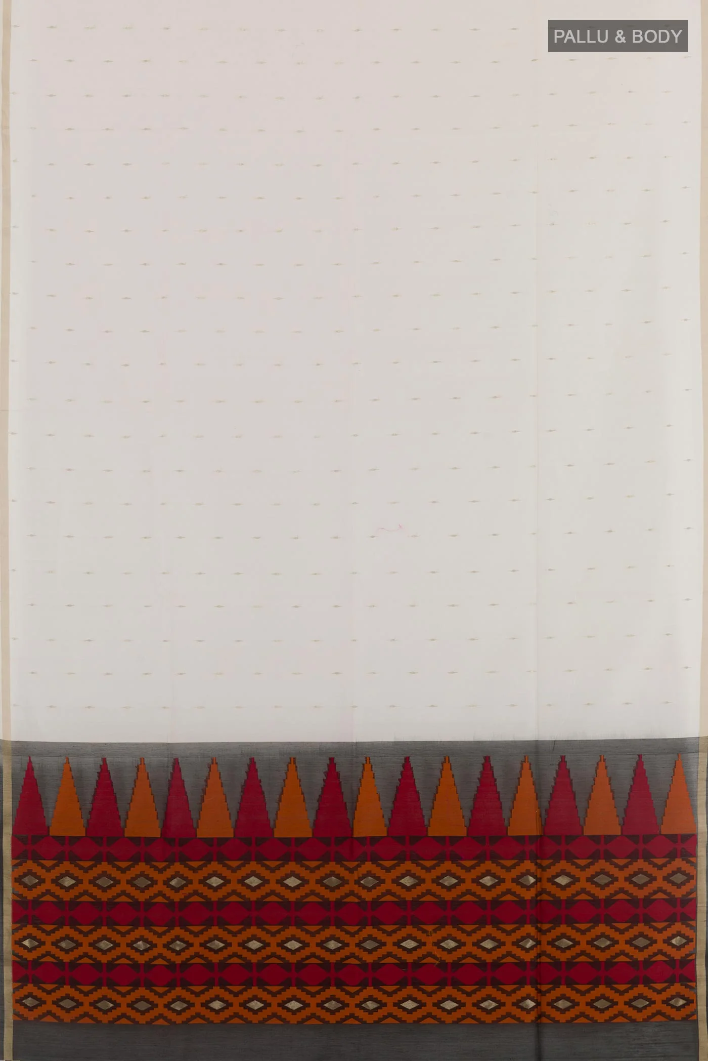 White Silk Cotton Saree - Image 3
