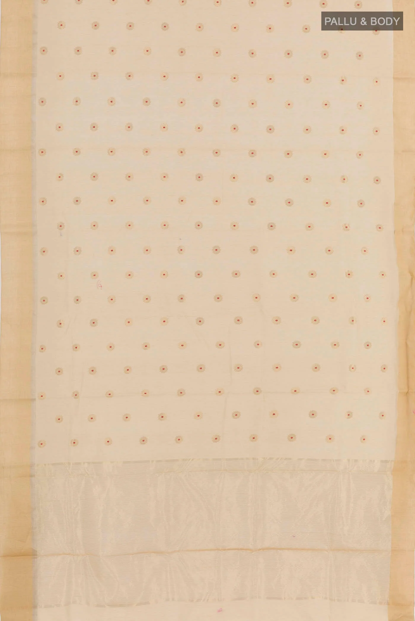 Beige Chanderi Silk Cotton Saree - Image 3