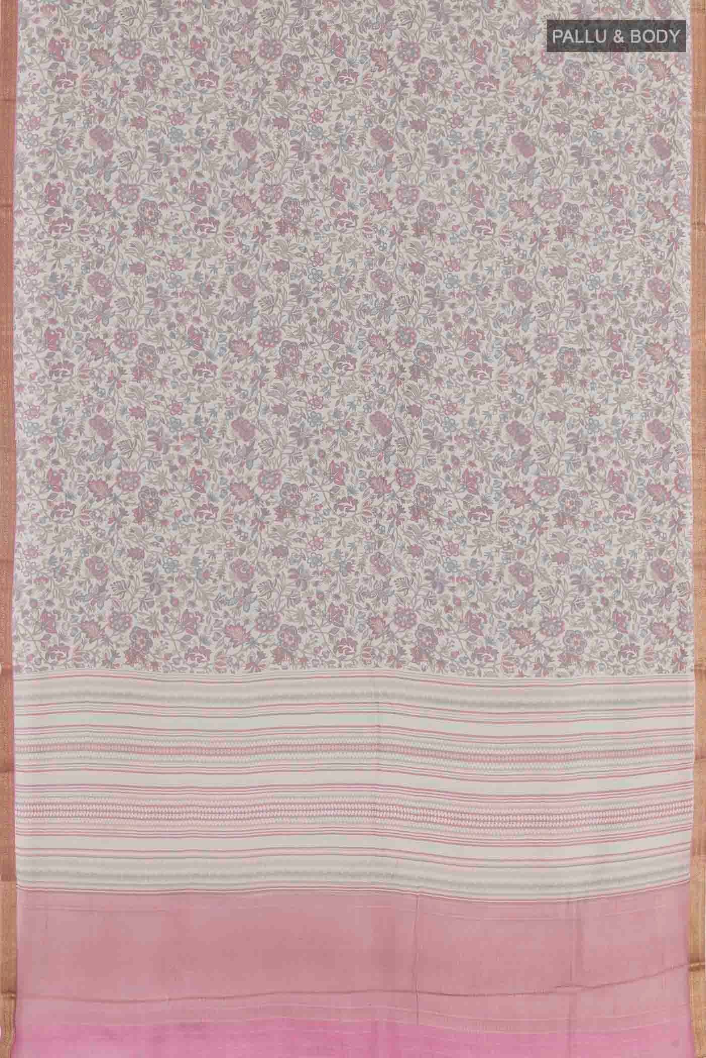 Off White Chiffon Saree - Image 3