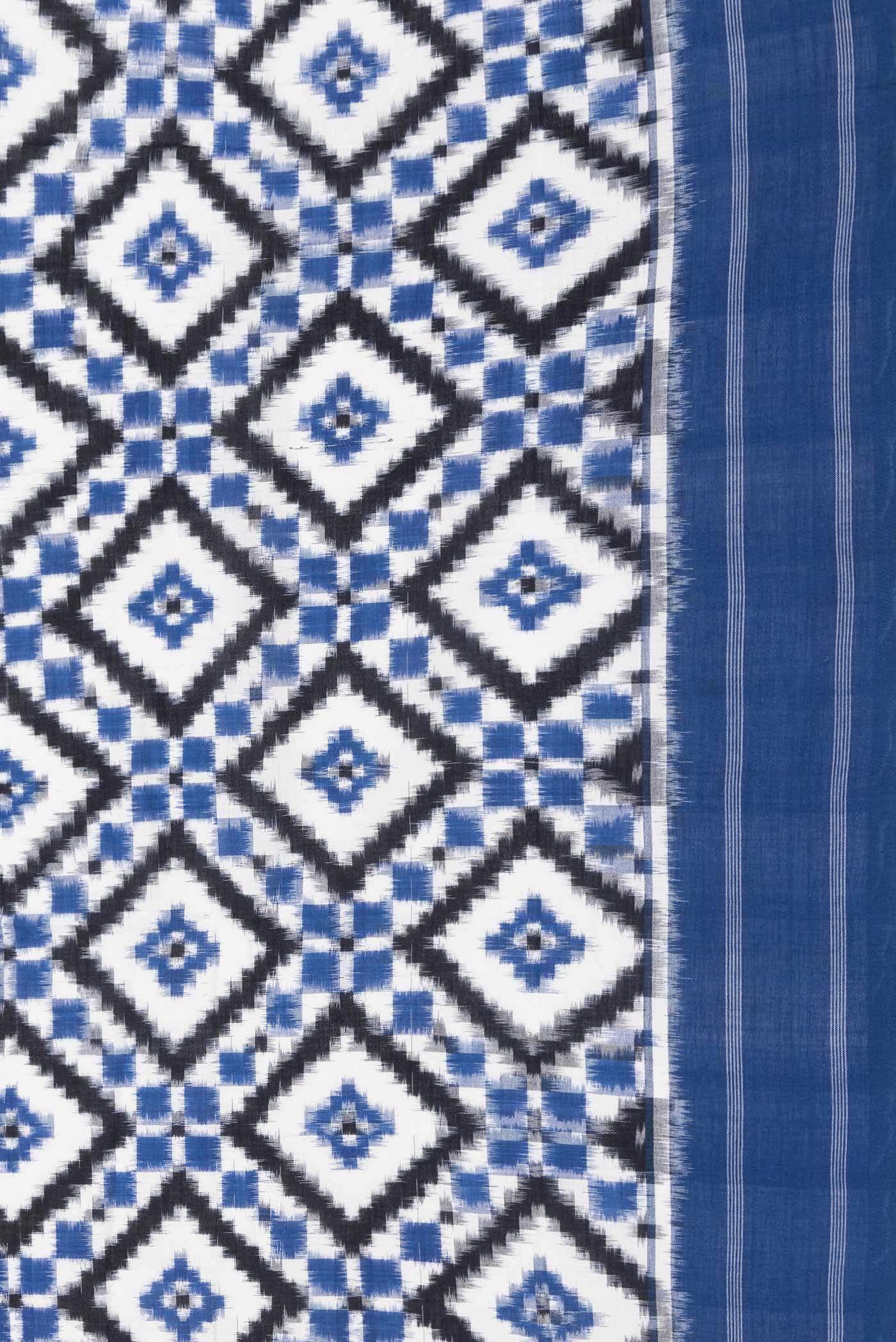 Off White Pochampally Cotton Saree - Image 3