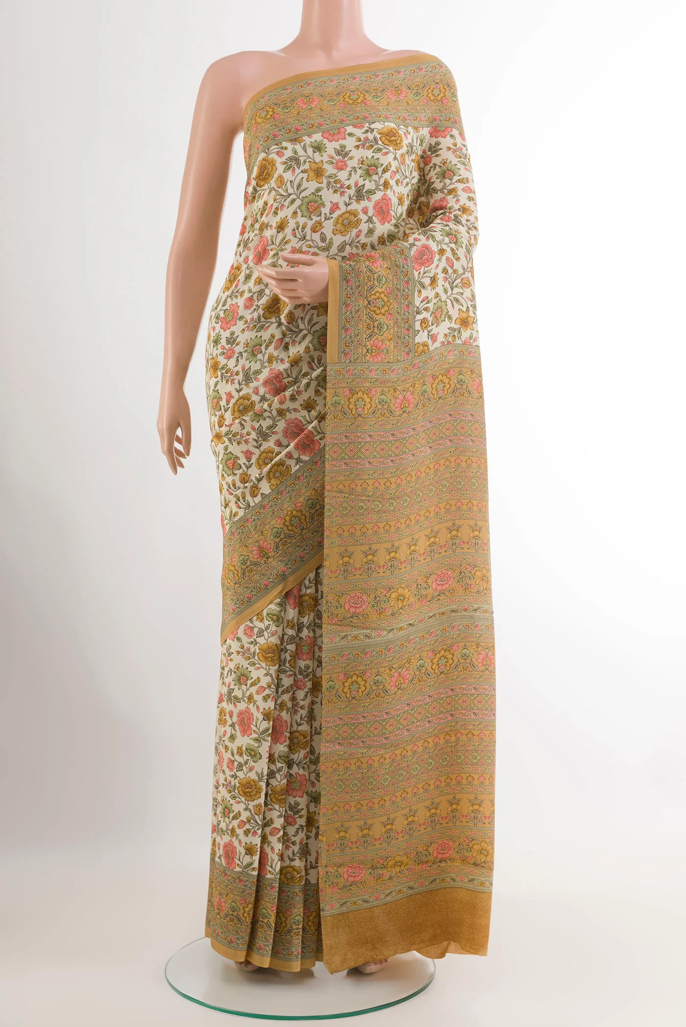 Off White Mysore Crepe Saree