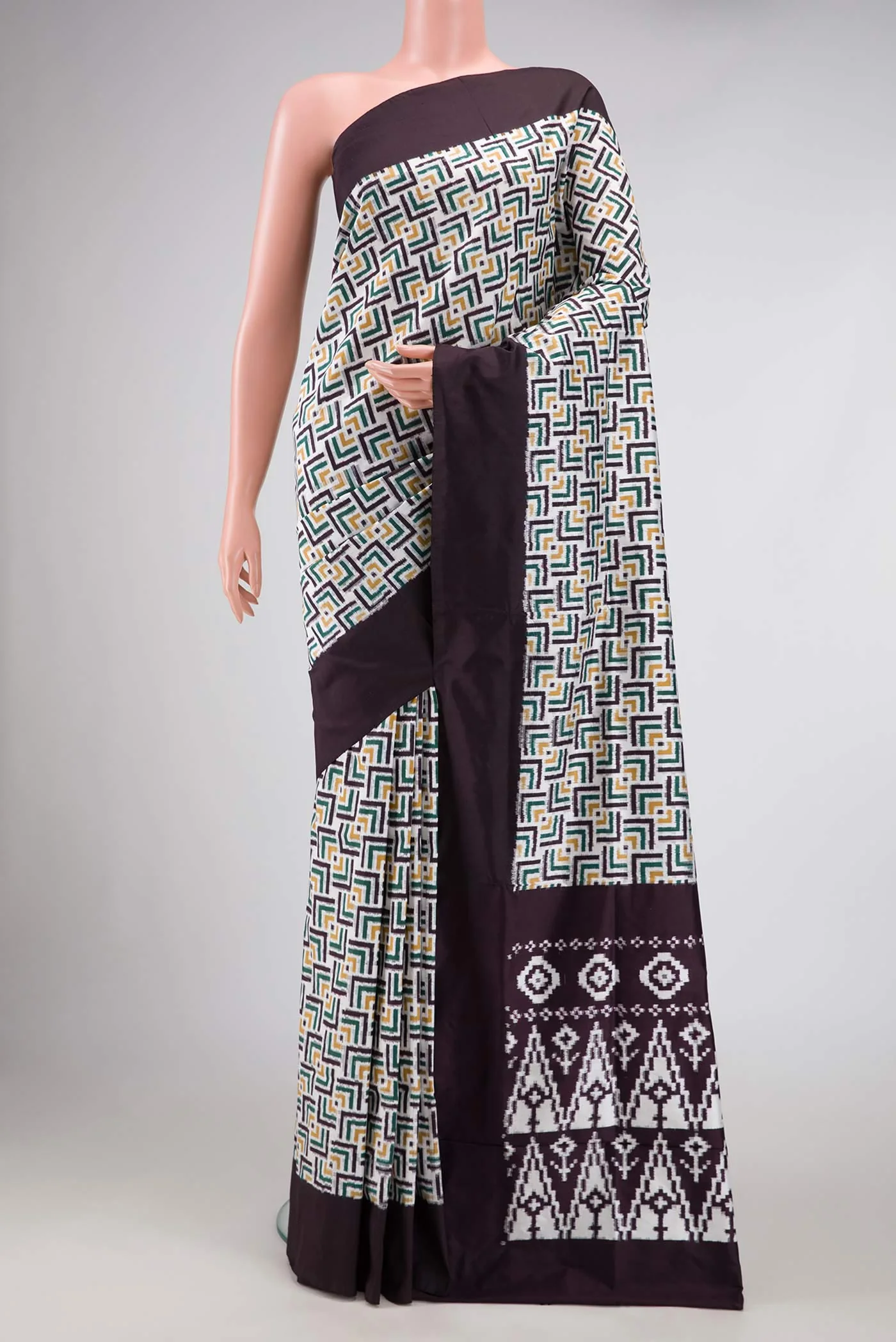 Off White Pochampally Silk Saree