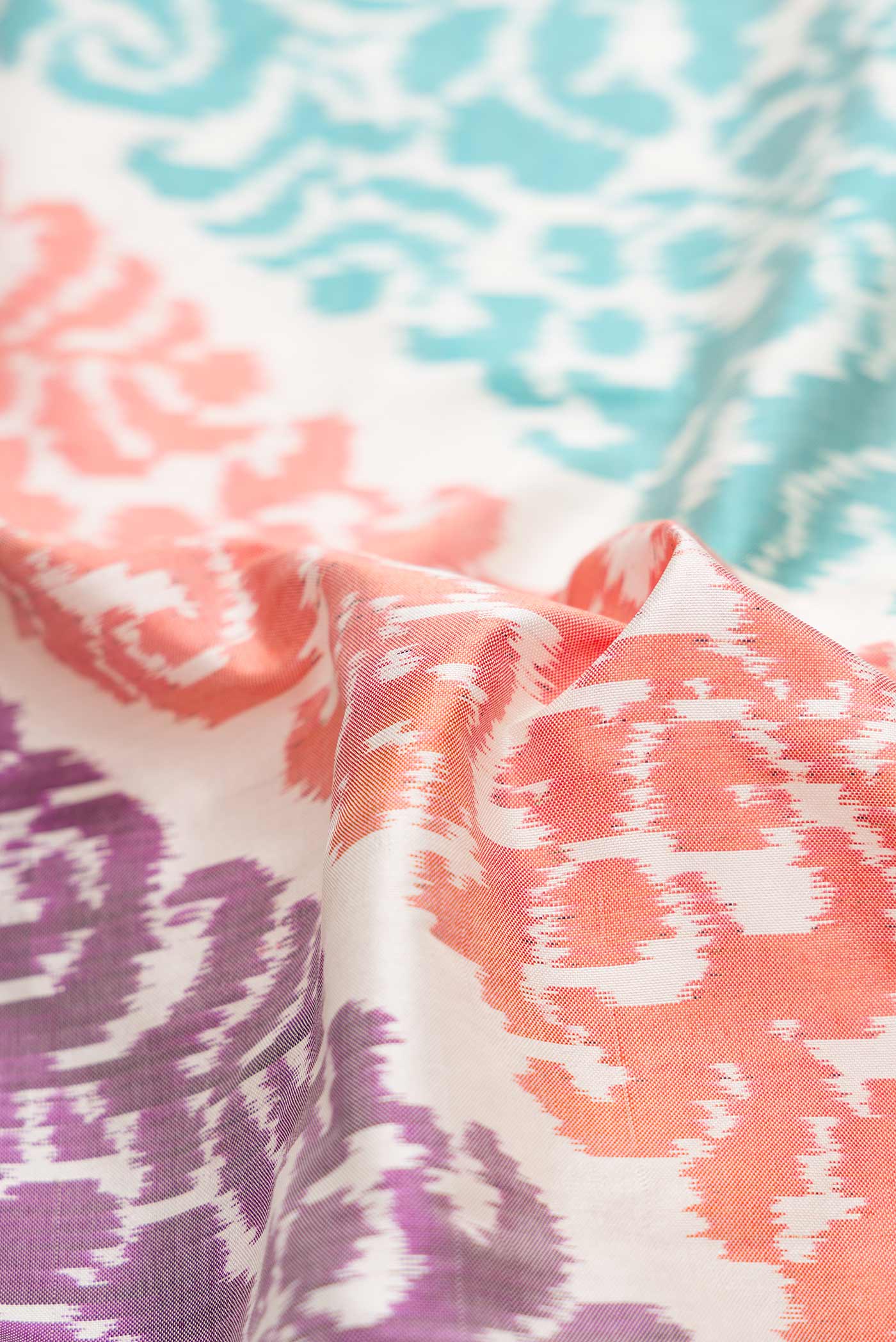Off White Pochampally Silk Saree - Image 2