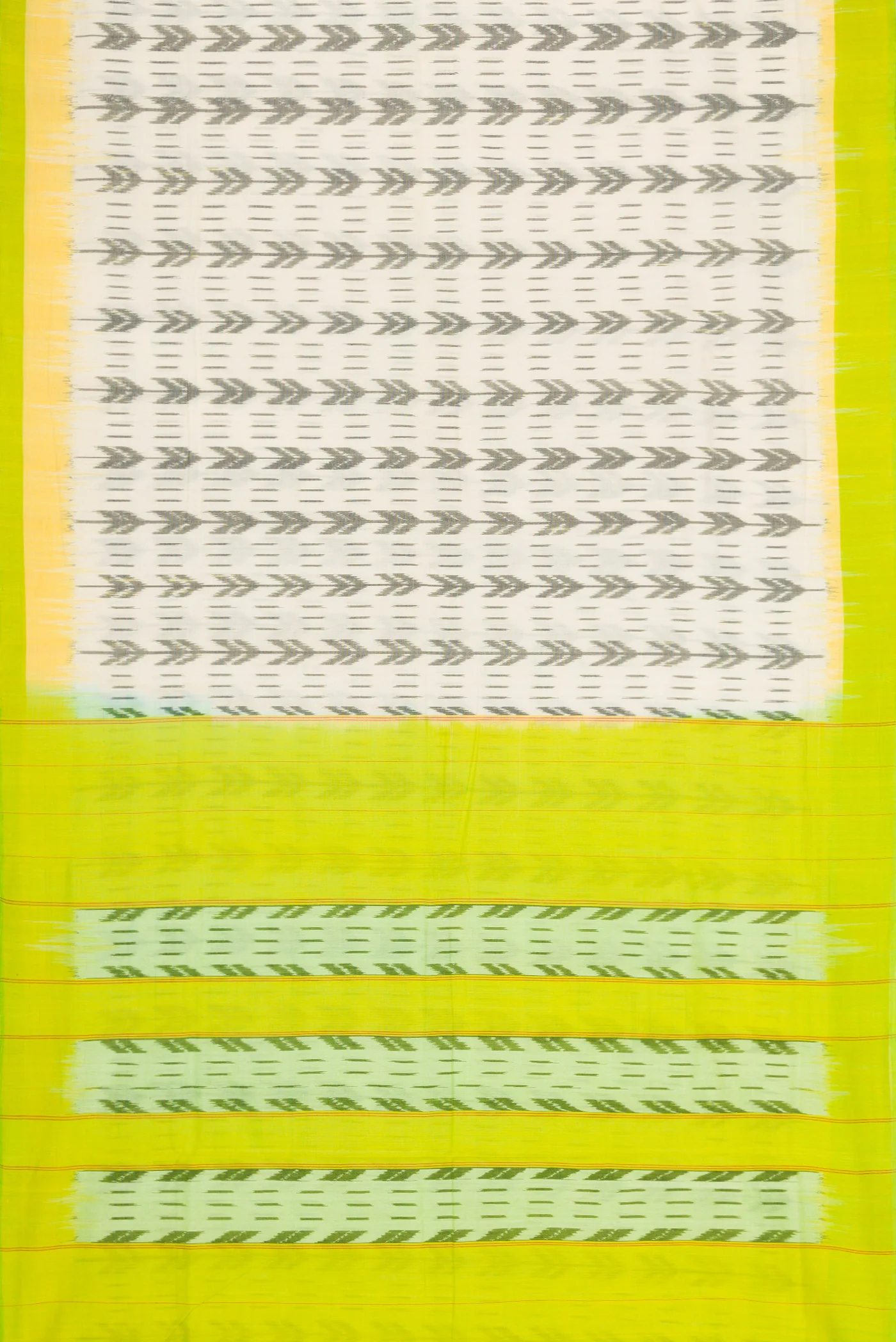 Off White Pochampally Cotton Saree - Image 3