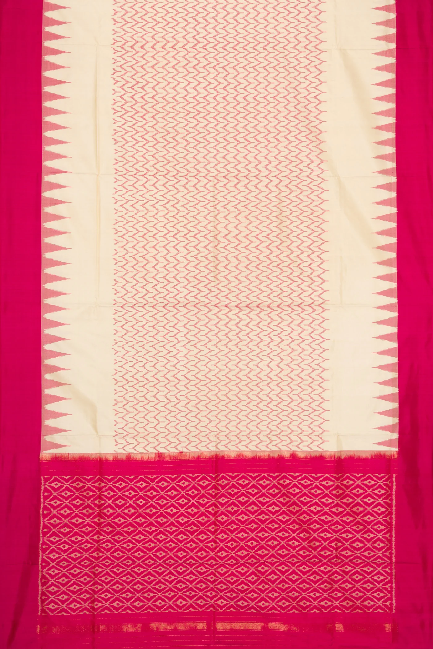 Off White Pochampally Silk Saree - Image 6
