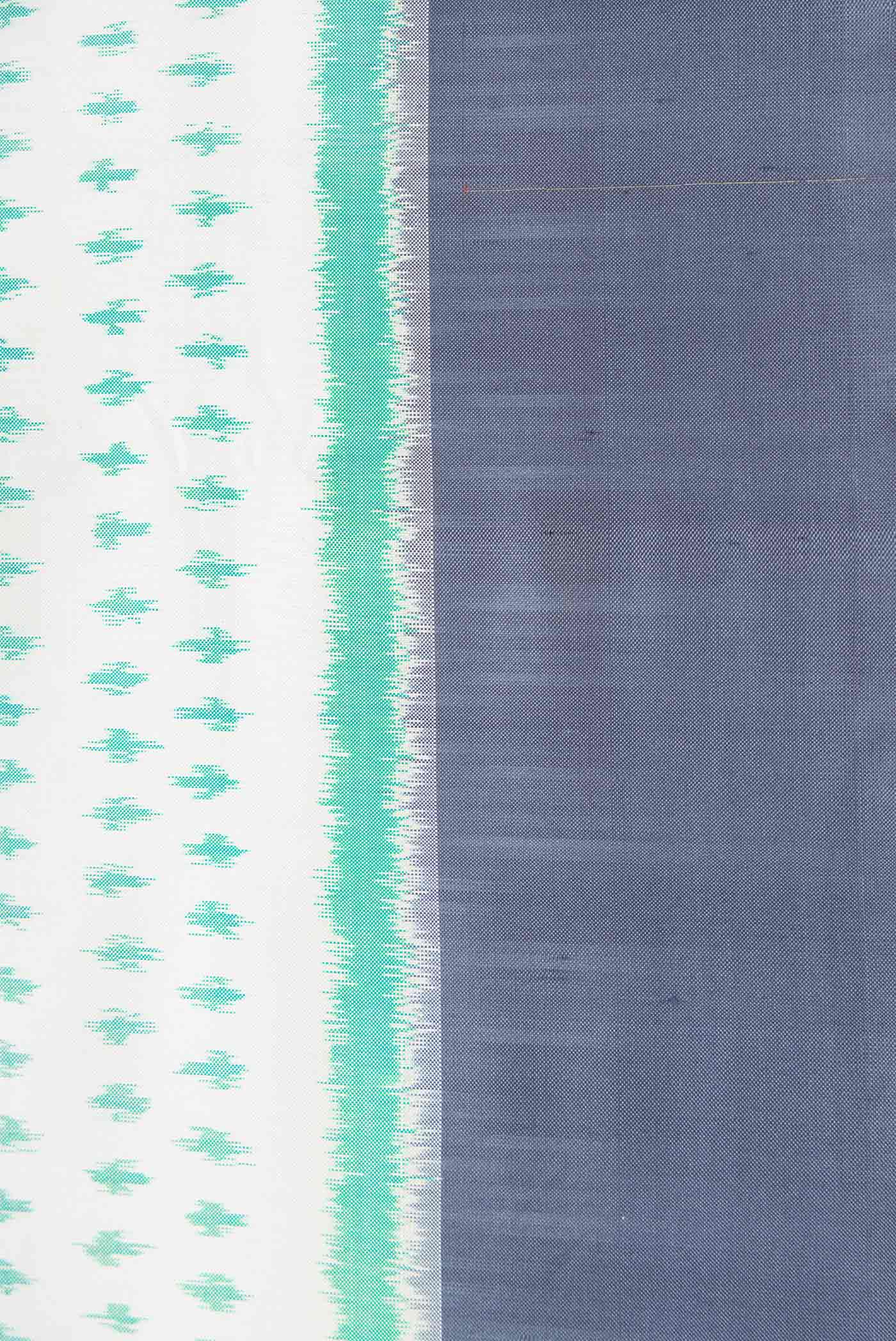 Off White Dual Tone Double Ikat Saree - Image 3
