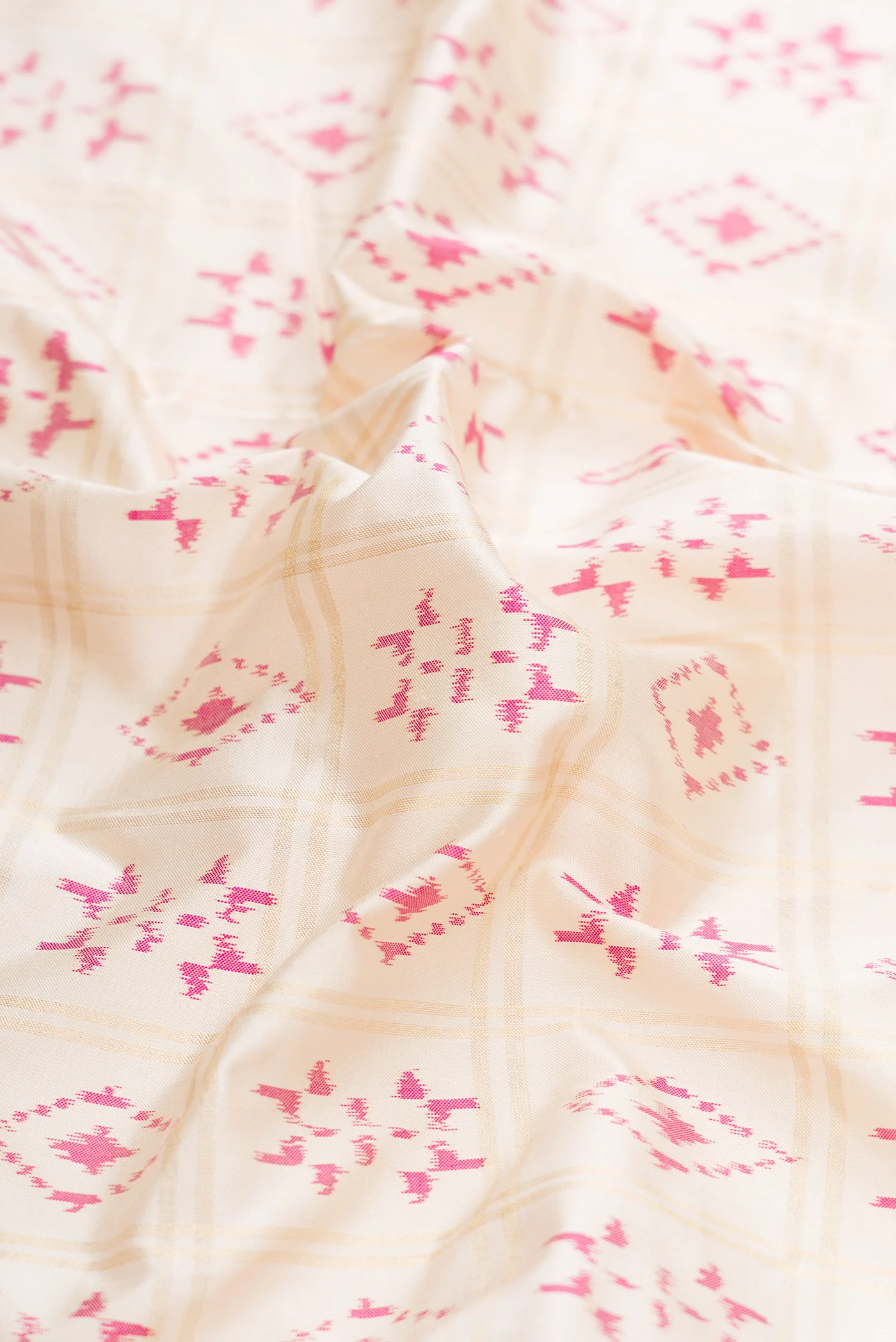 Off White Double Ikat Saree - Image 2