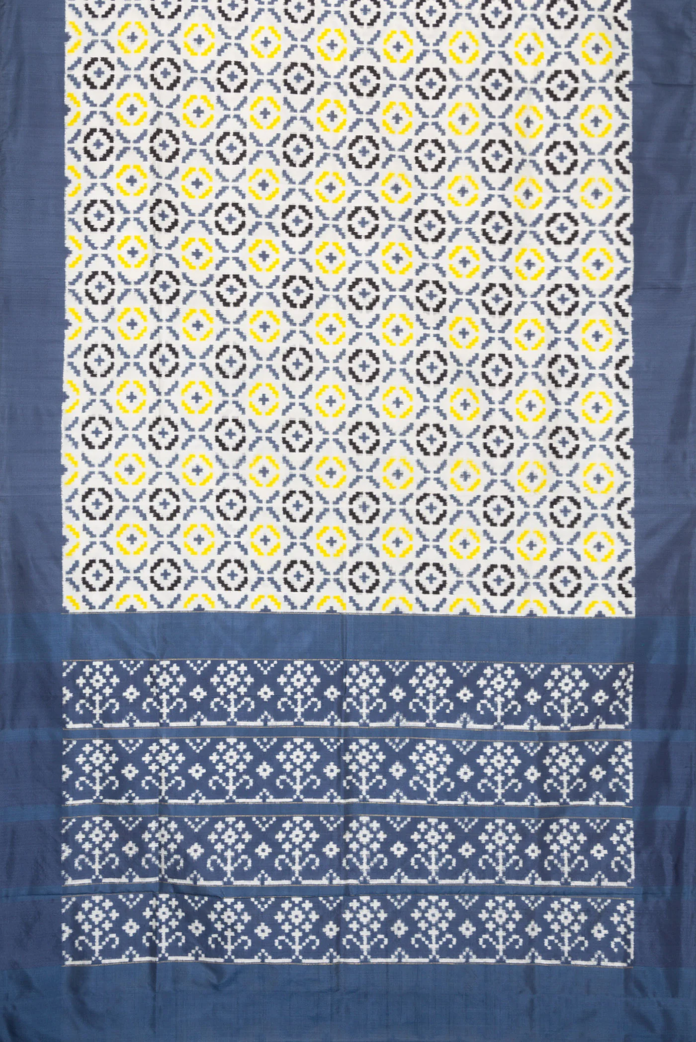 Off White Double Ikat Saree - Image 6