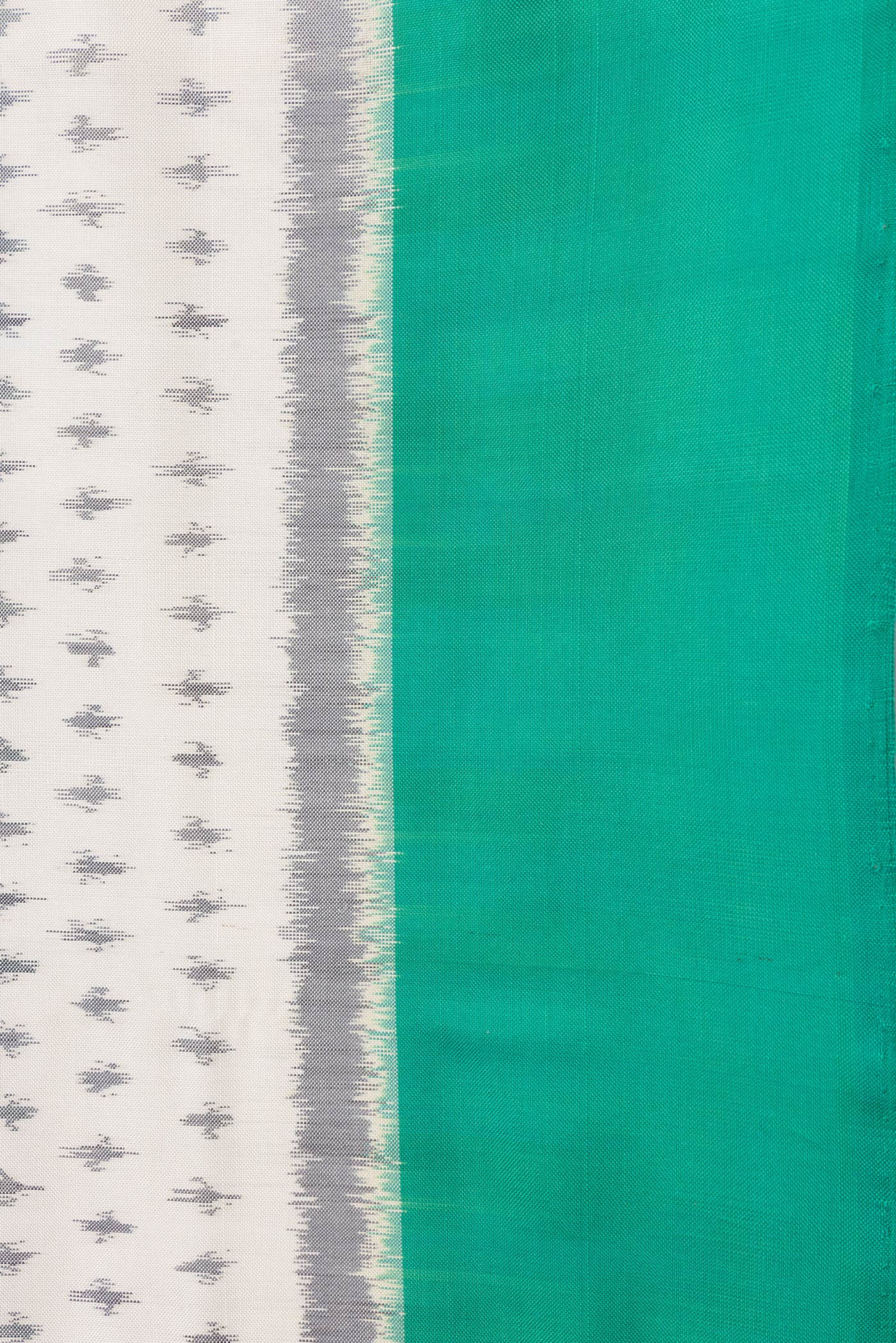 Off White Pochampally Silk Saree - Image 3
