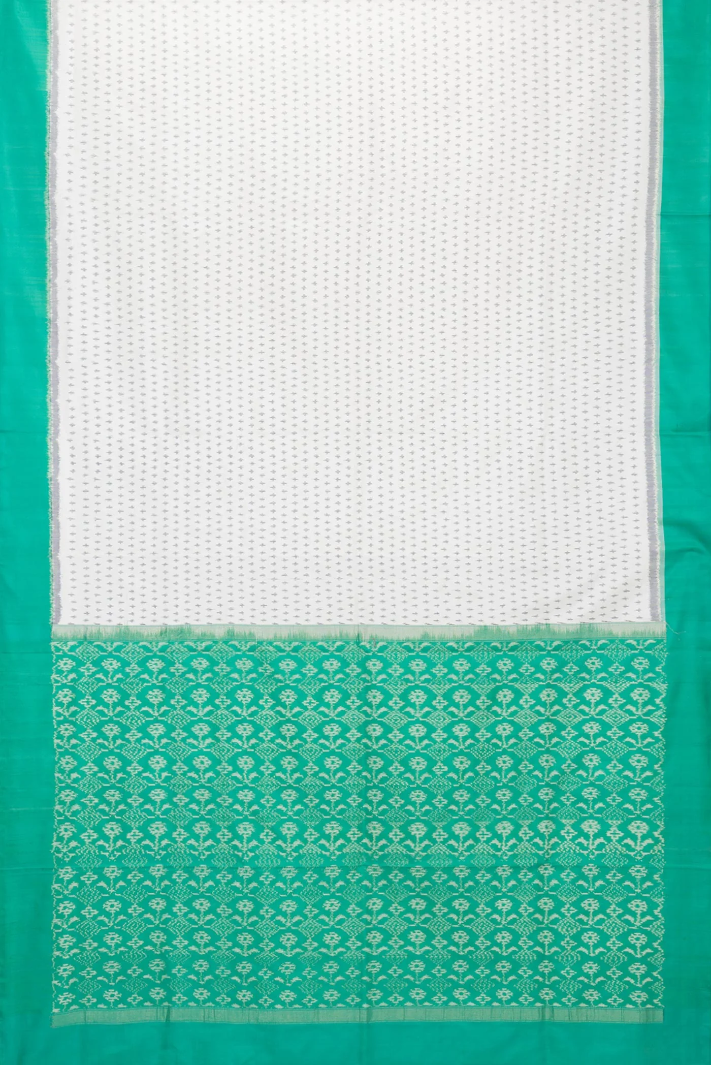 Off White Pochampally Silk Saree - Image 6