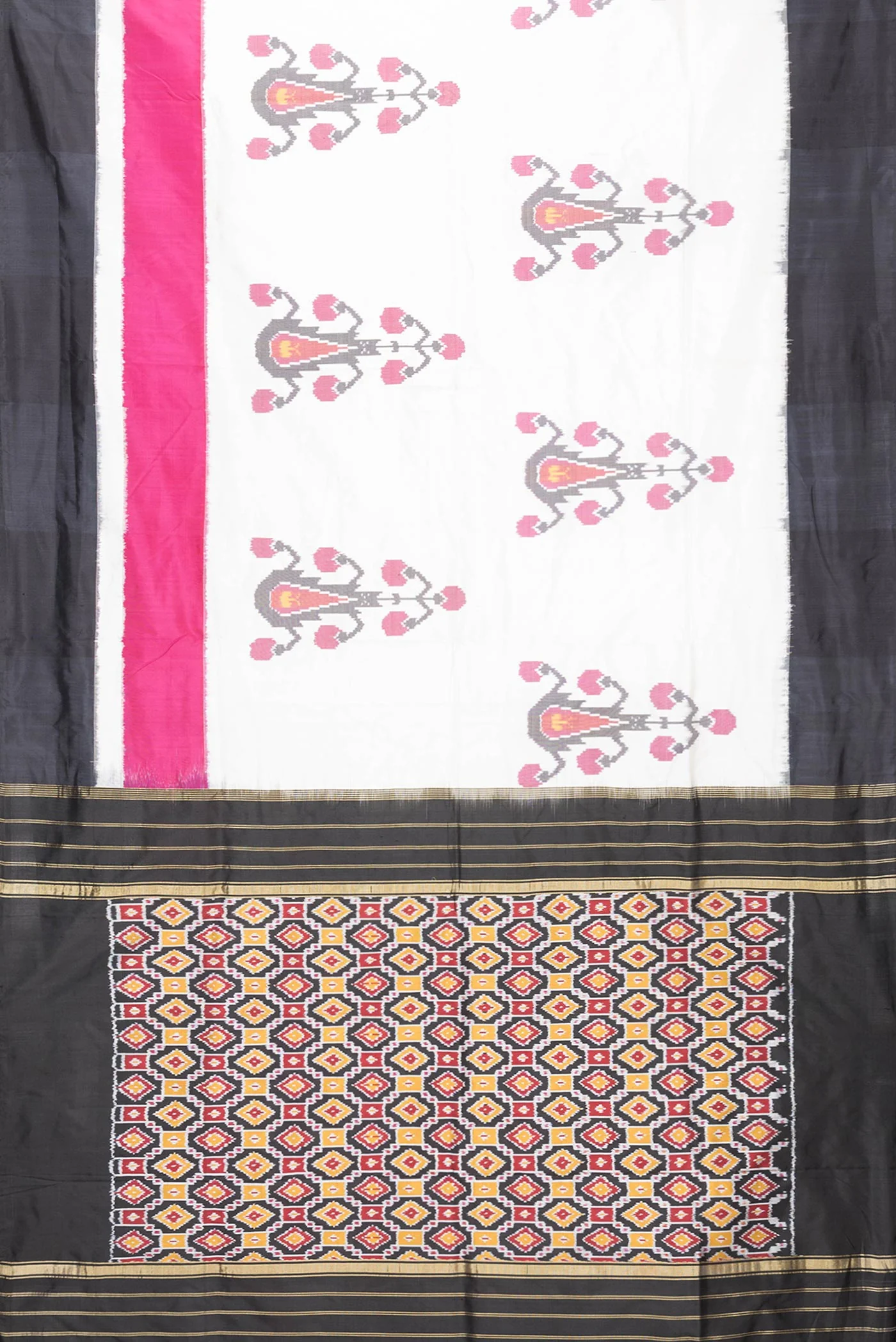 White Pochampally Silk Saree - Image 6