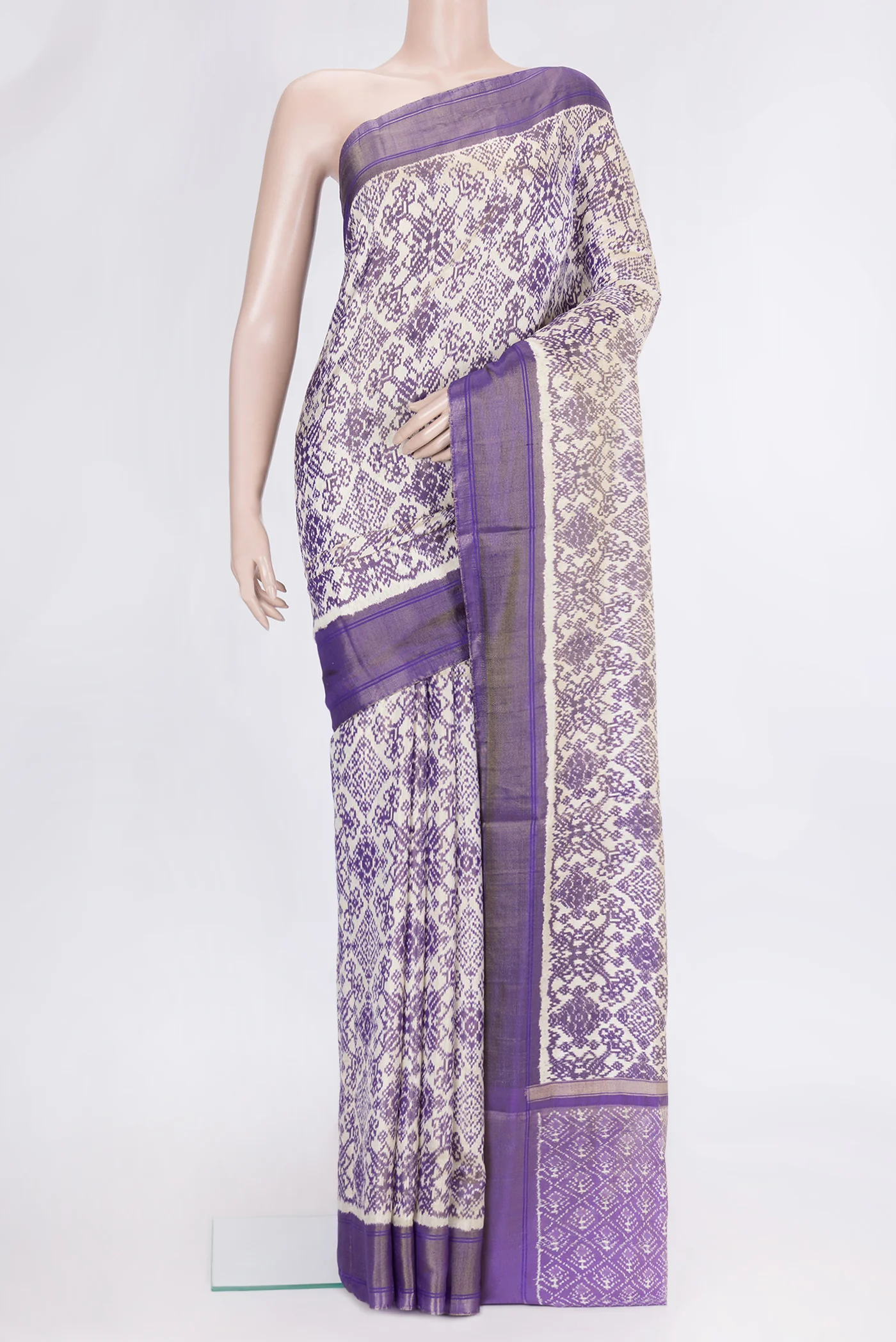 Off White Pochampally Silk Saree