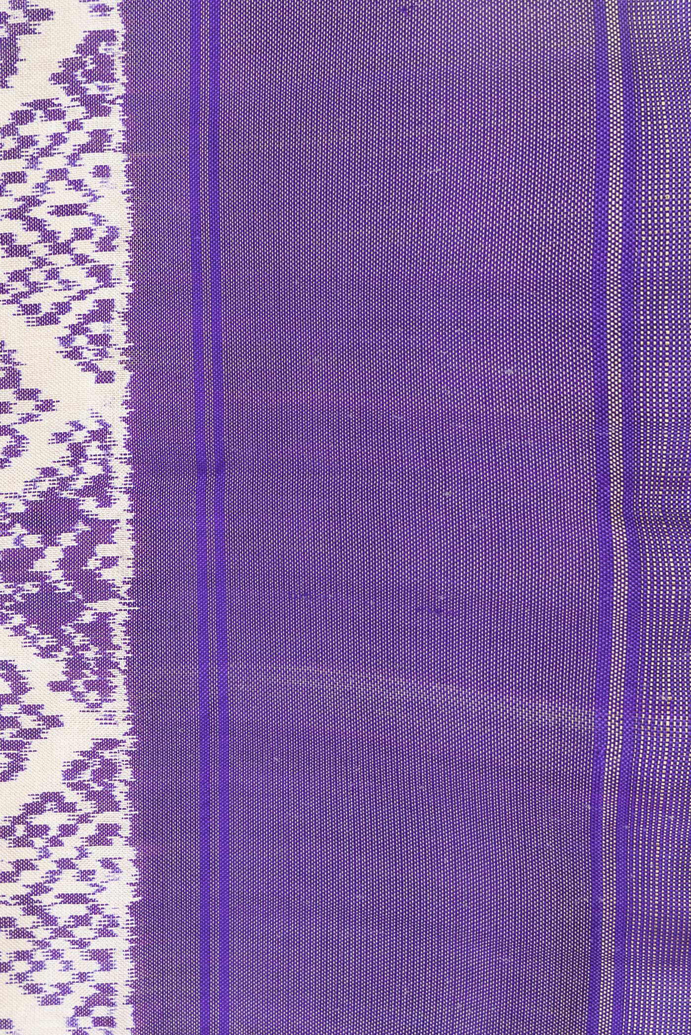 Off White Pochampally Silk Saree - Image 3