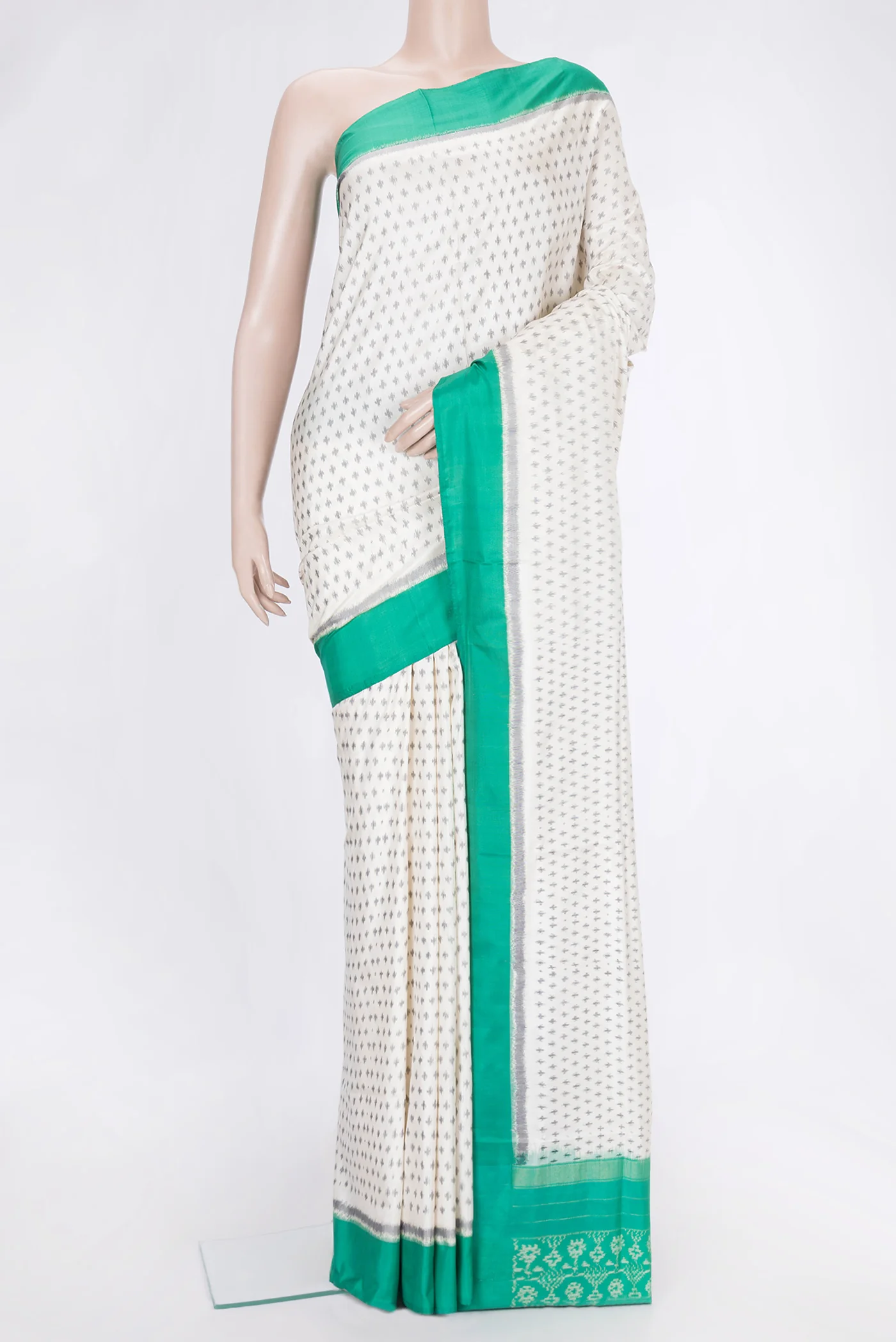 Off White Pochampally Silk Saree