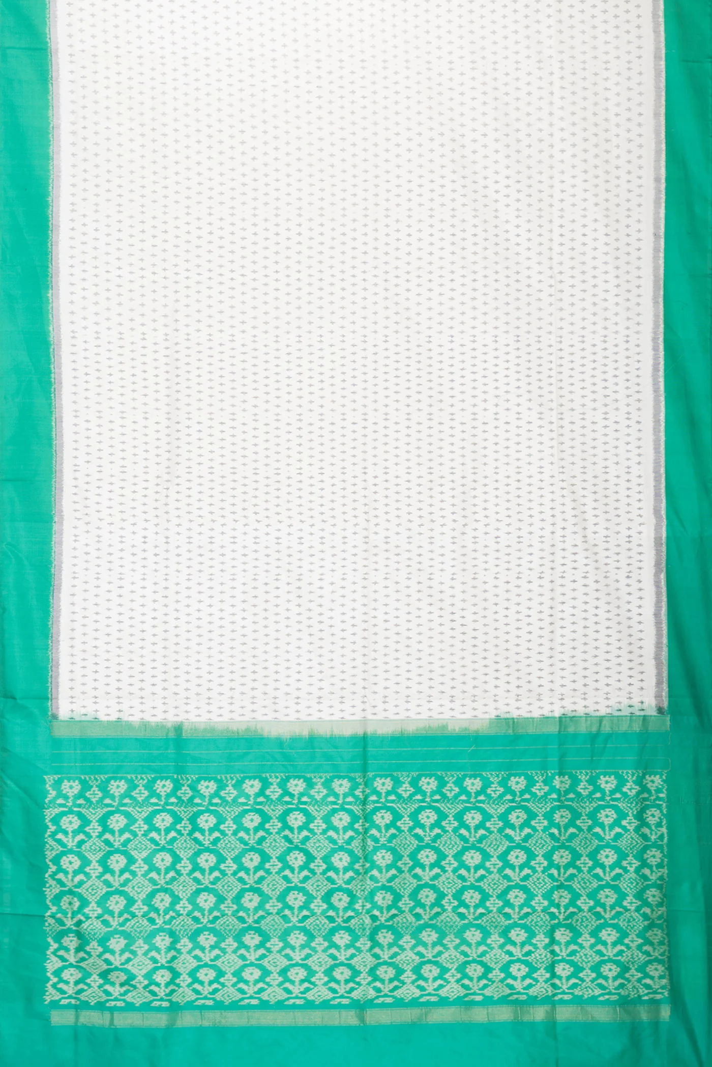 Off White Pochampally Silk Saree - Image 6
