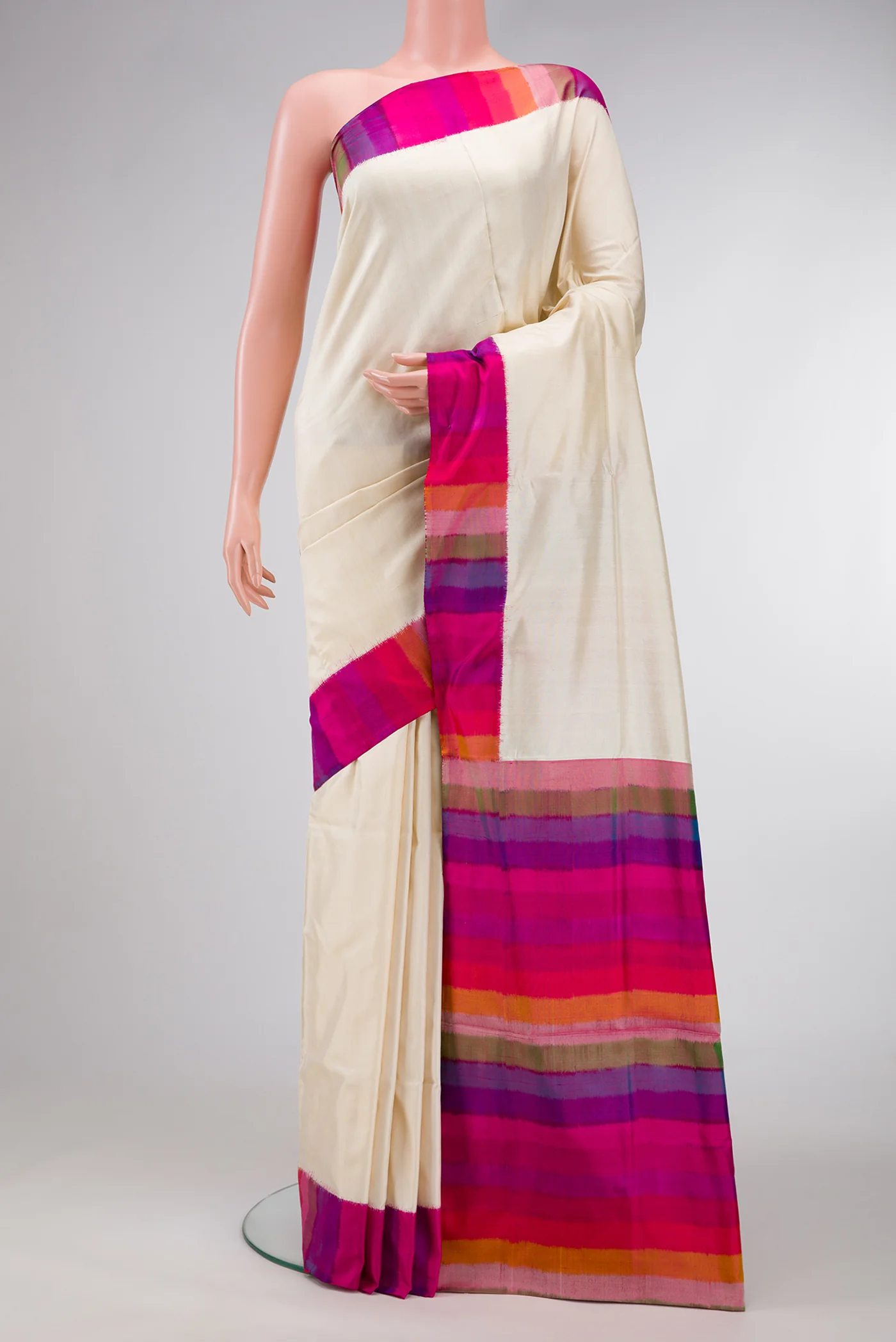 Off White Double Ikat Saree