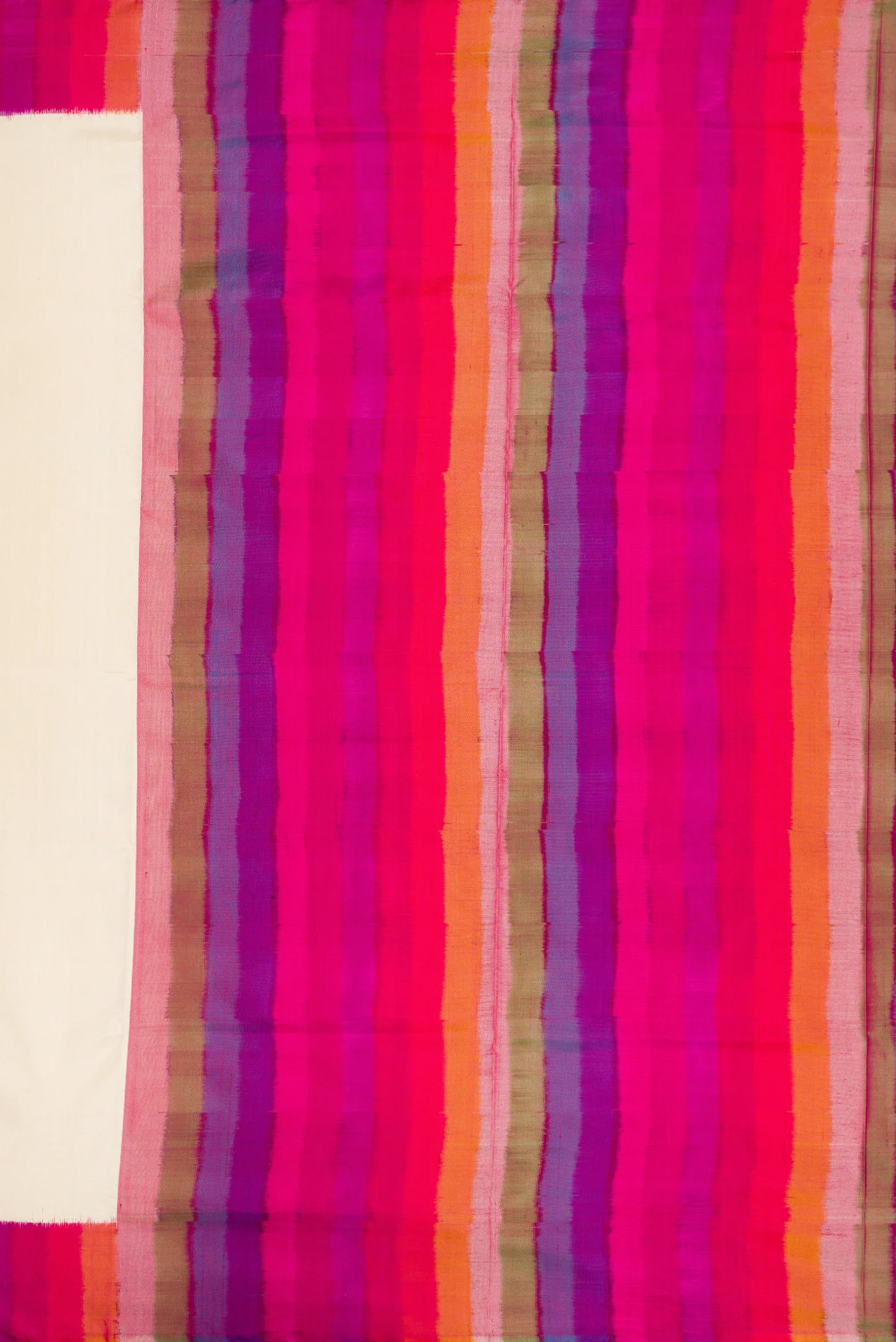 Off White Double Ikat Saree - Image 7