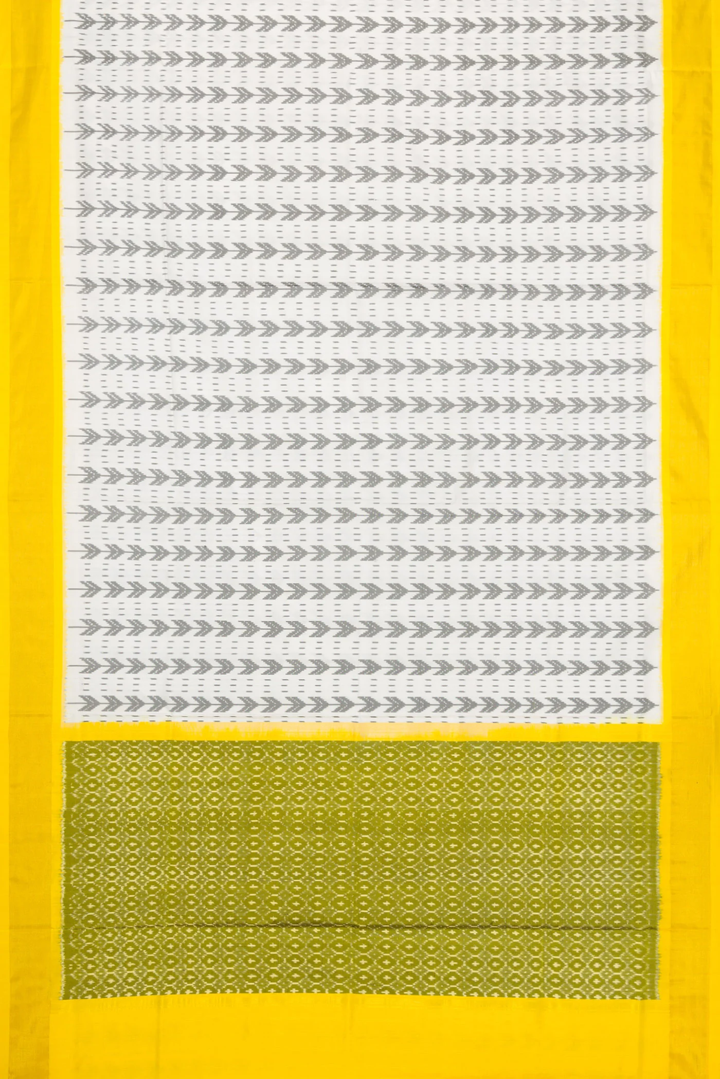 Off White Pochampally Silk Saree - Image 6