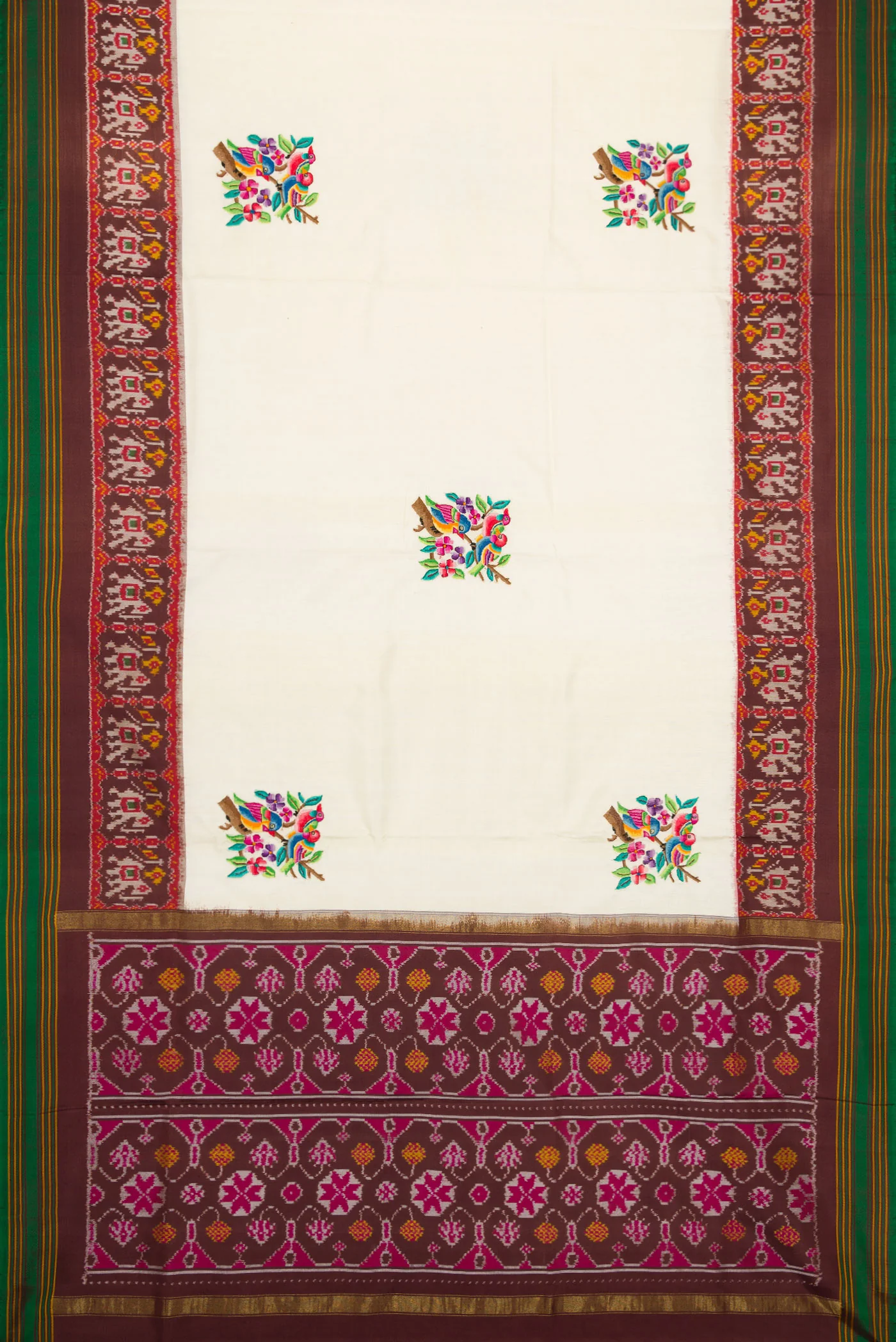 Off White Double Ikat Saree - Image 6