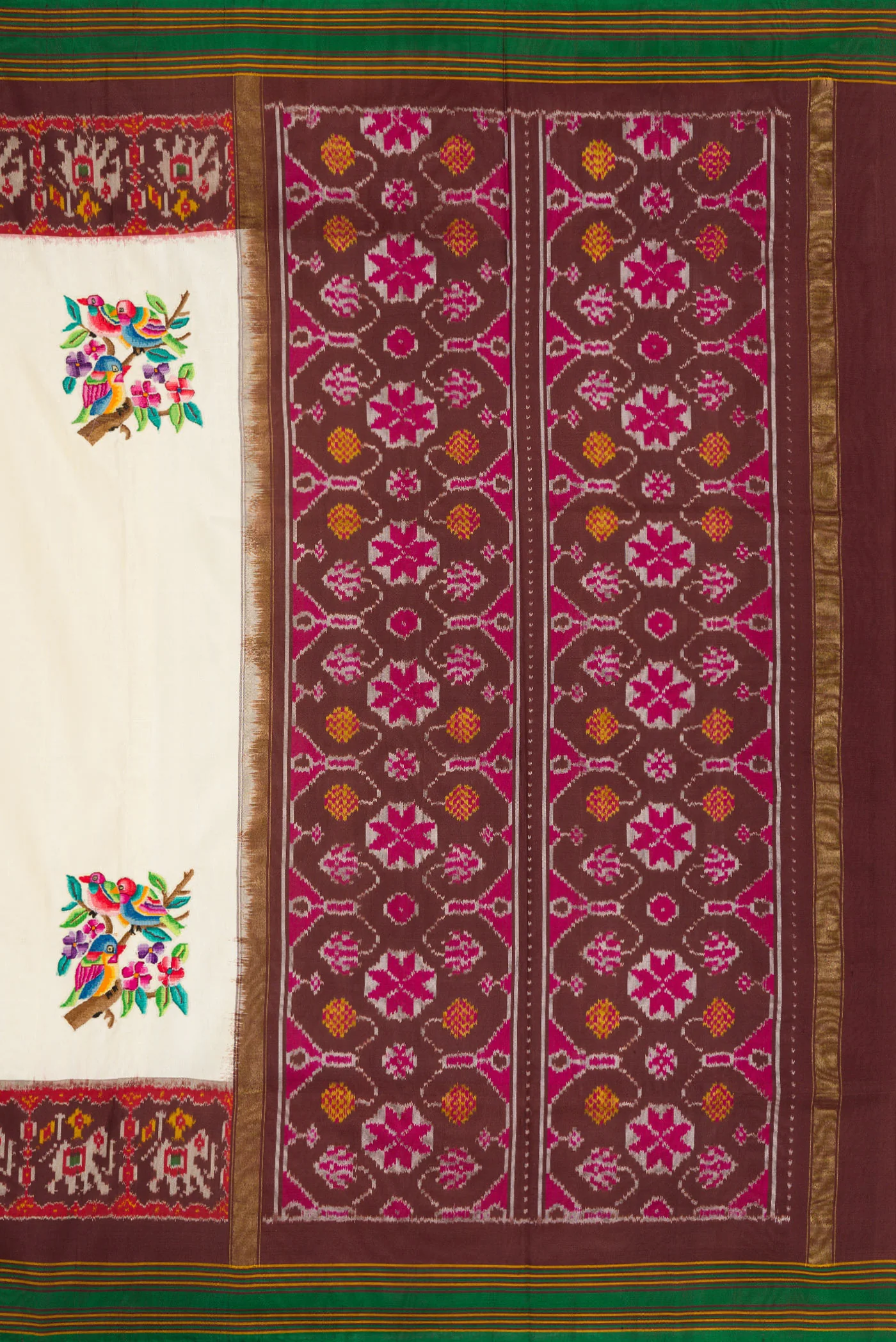Off White Double Ikat Saree - Image 7