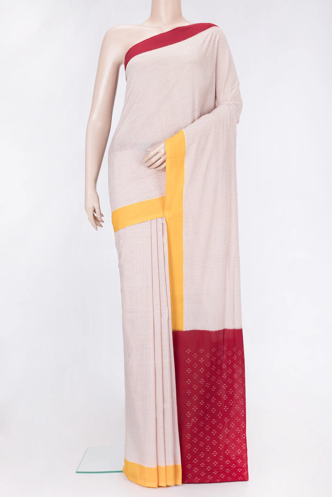 Off White Double Ikat Saree