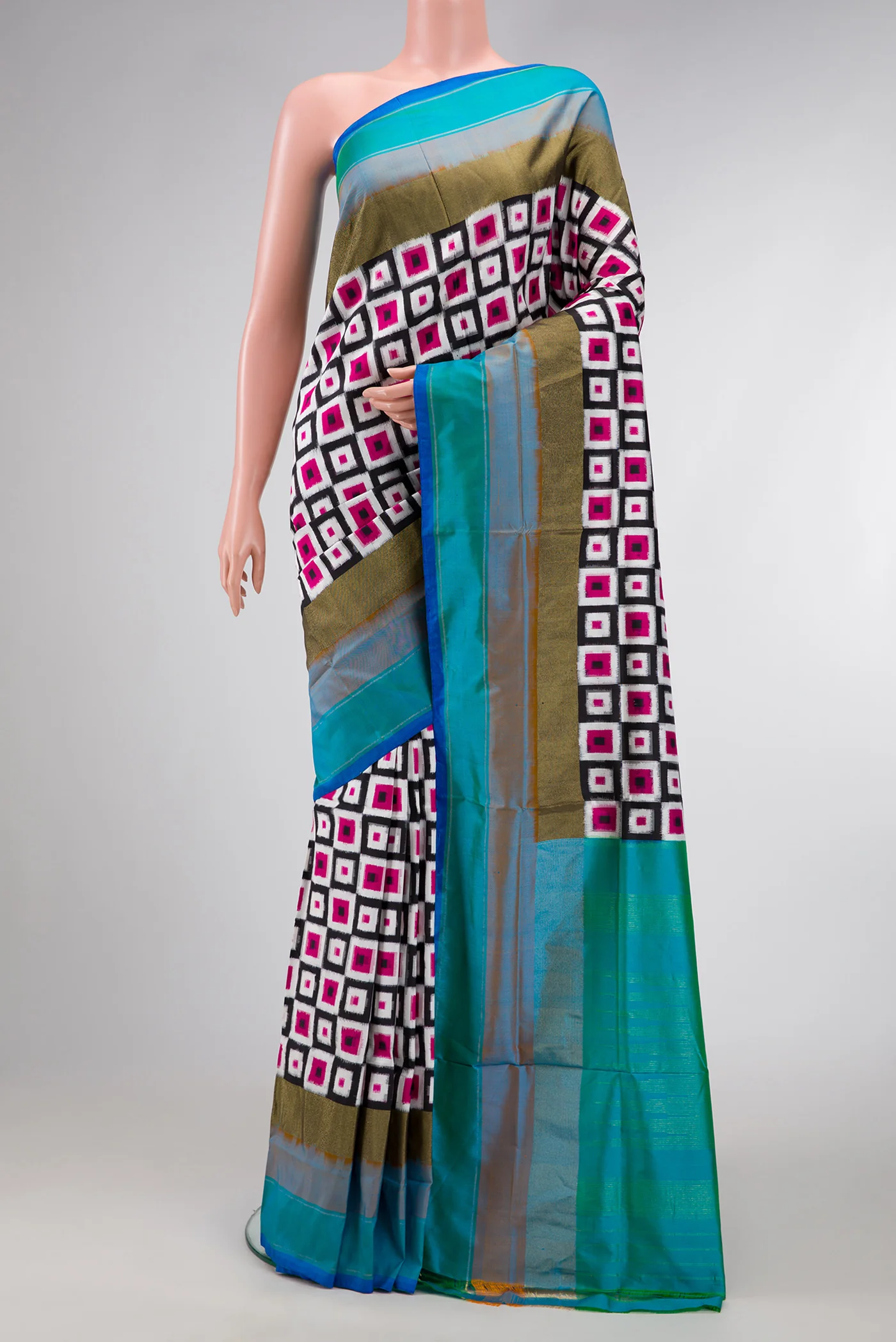 Multi Color Double Ikat Saree