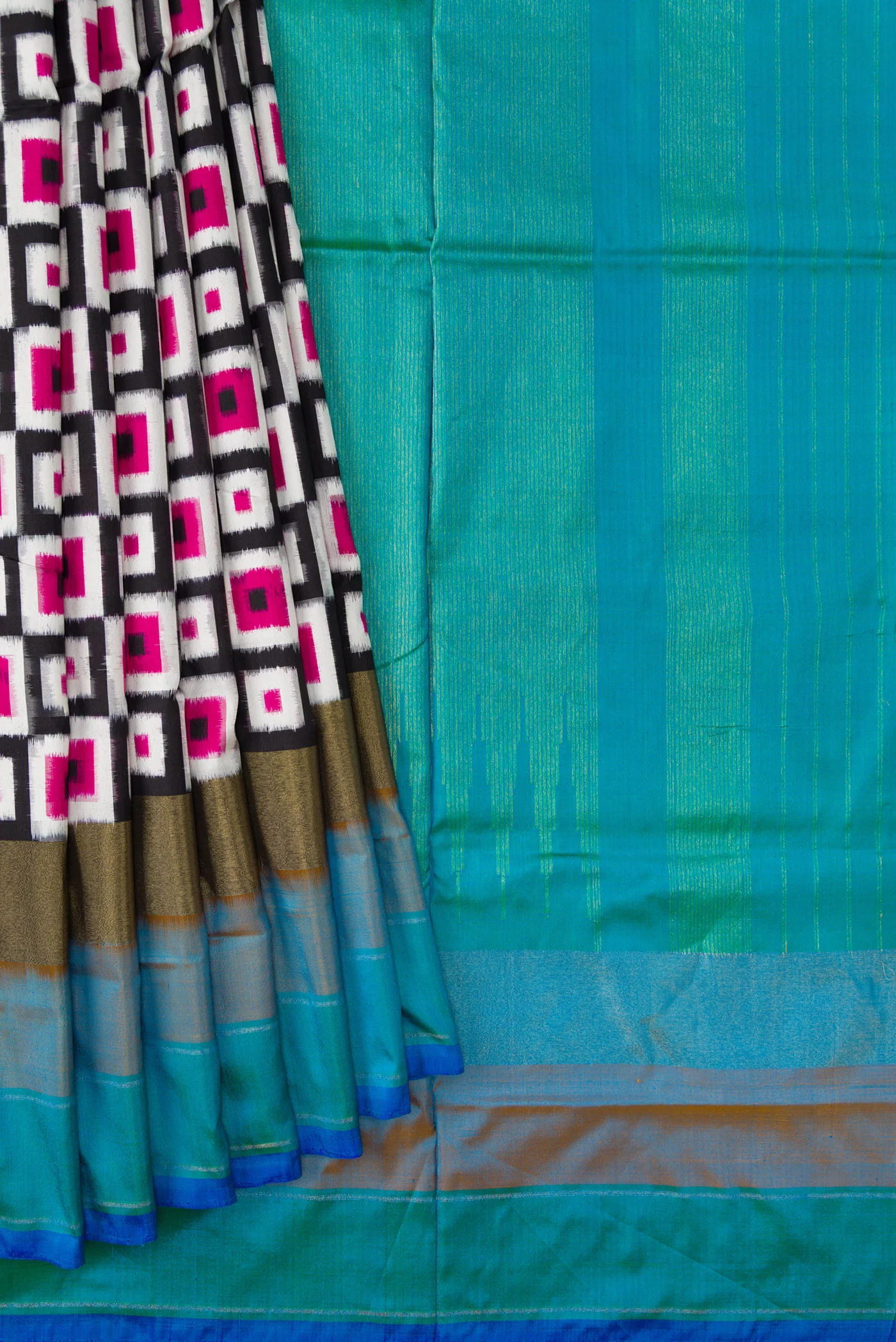 Multi Color Double Ikat Saree - Image 4