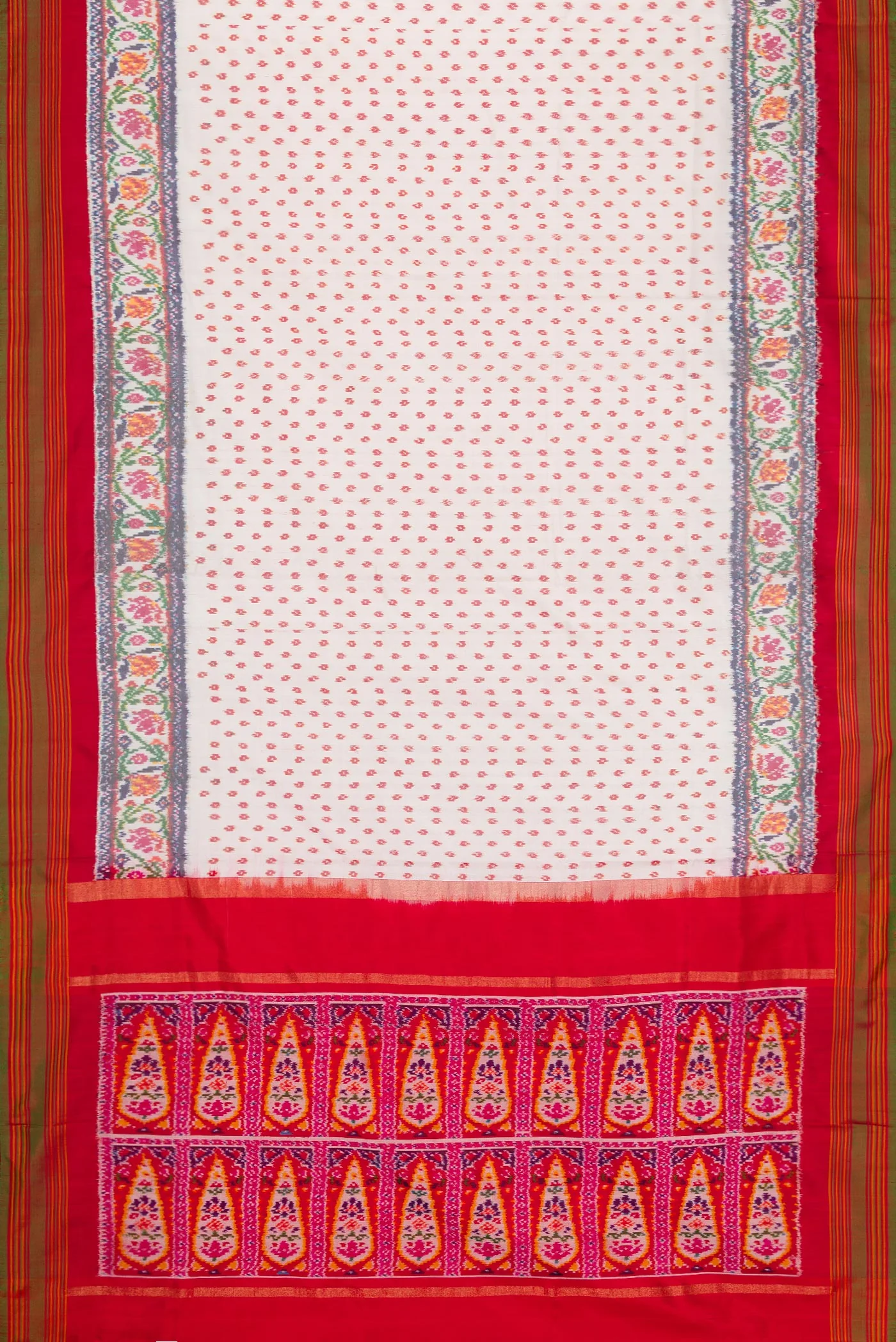 White Double Ikat Saree - Image 6