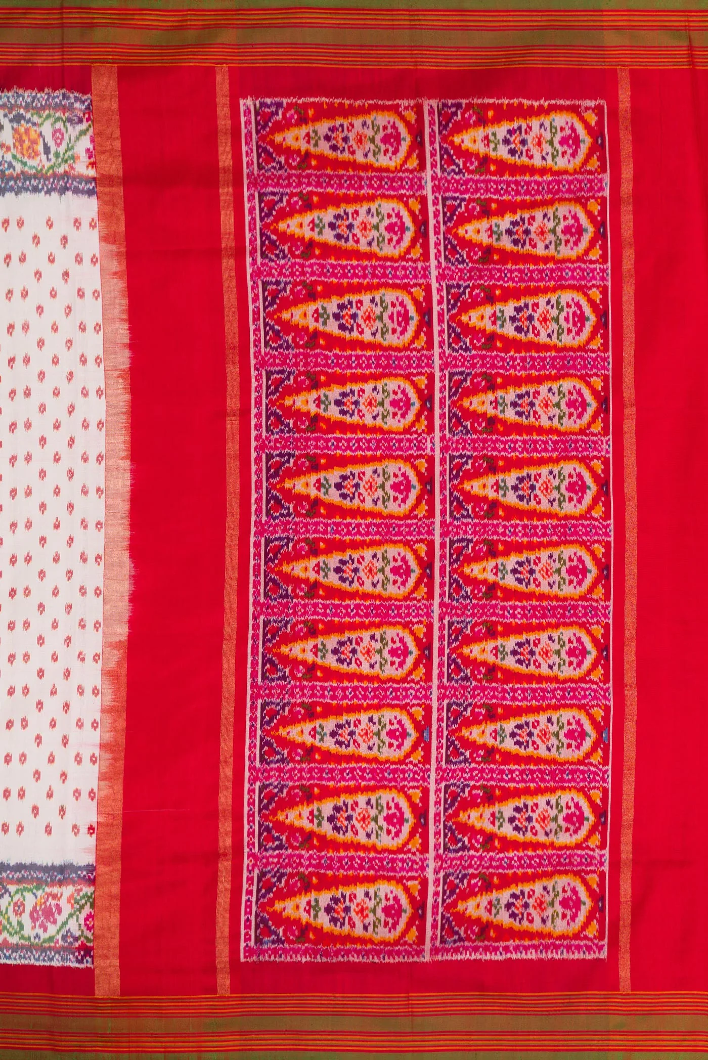 White Double Ikat Saree - Image 7