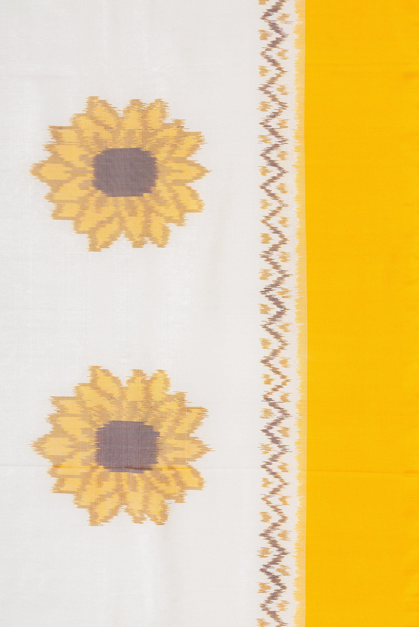 White Double Ikat Saree - Image 3
