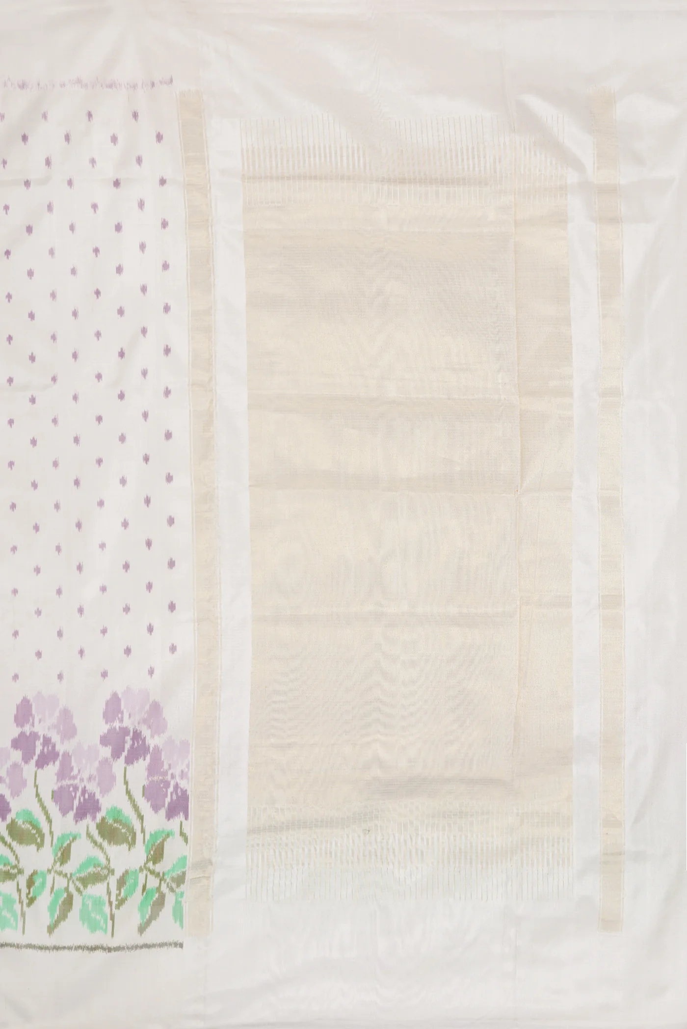 White Double Ikat Saree - Image 7