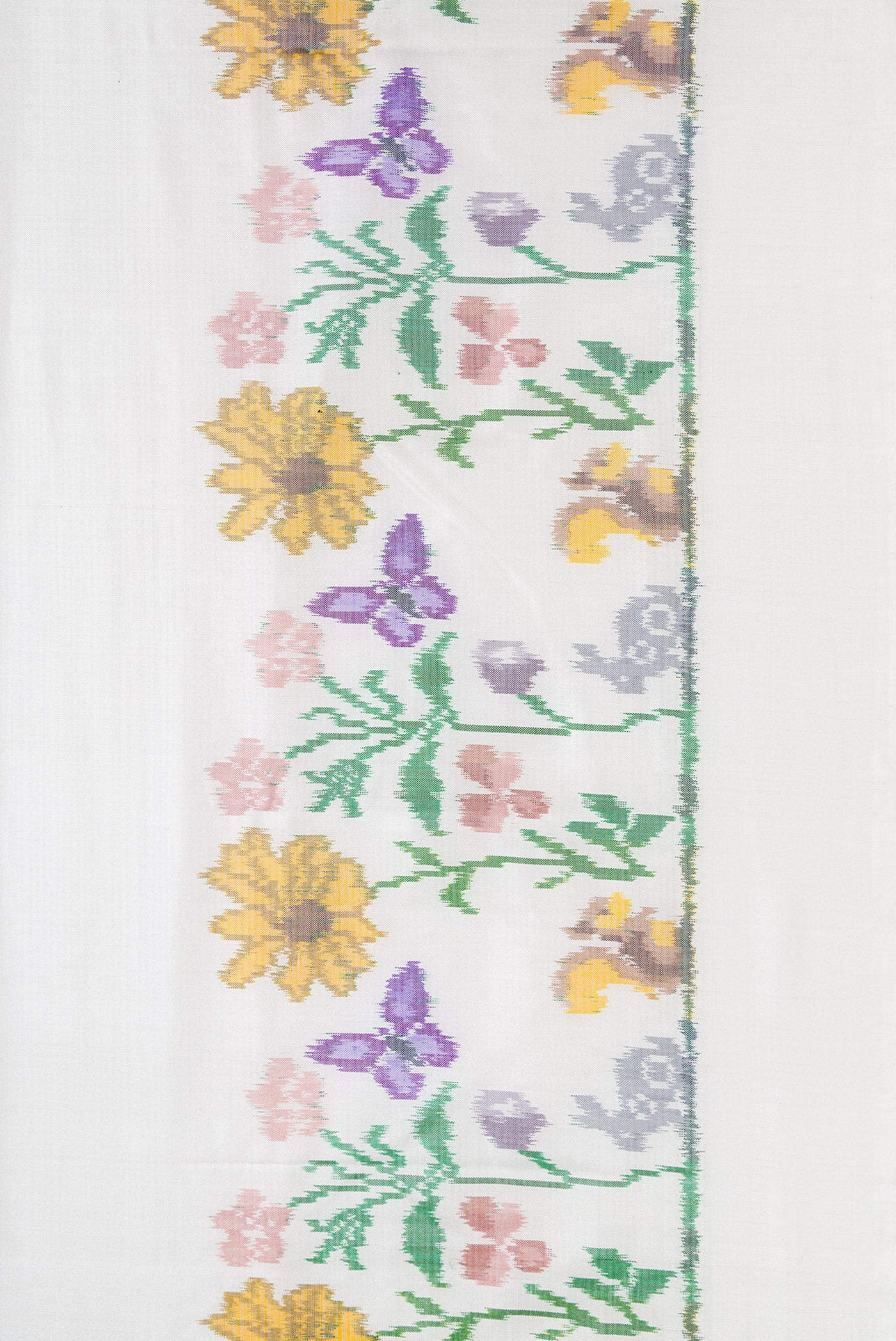 White Double Ikat Saree - Image 3