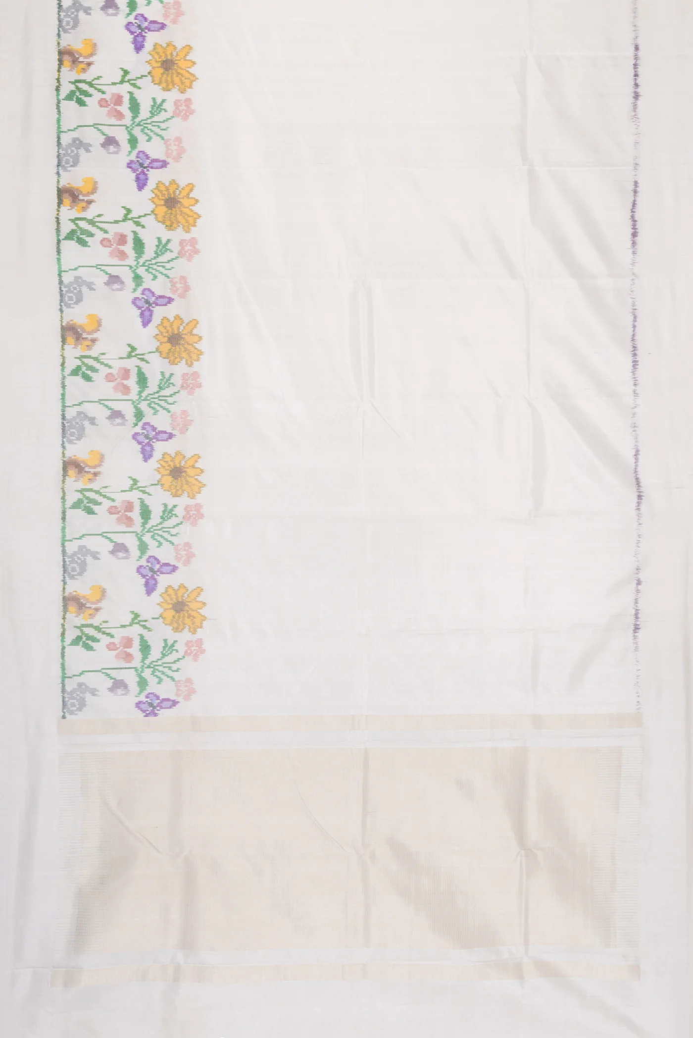 White Double Ikat Saree - Image 6