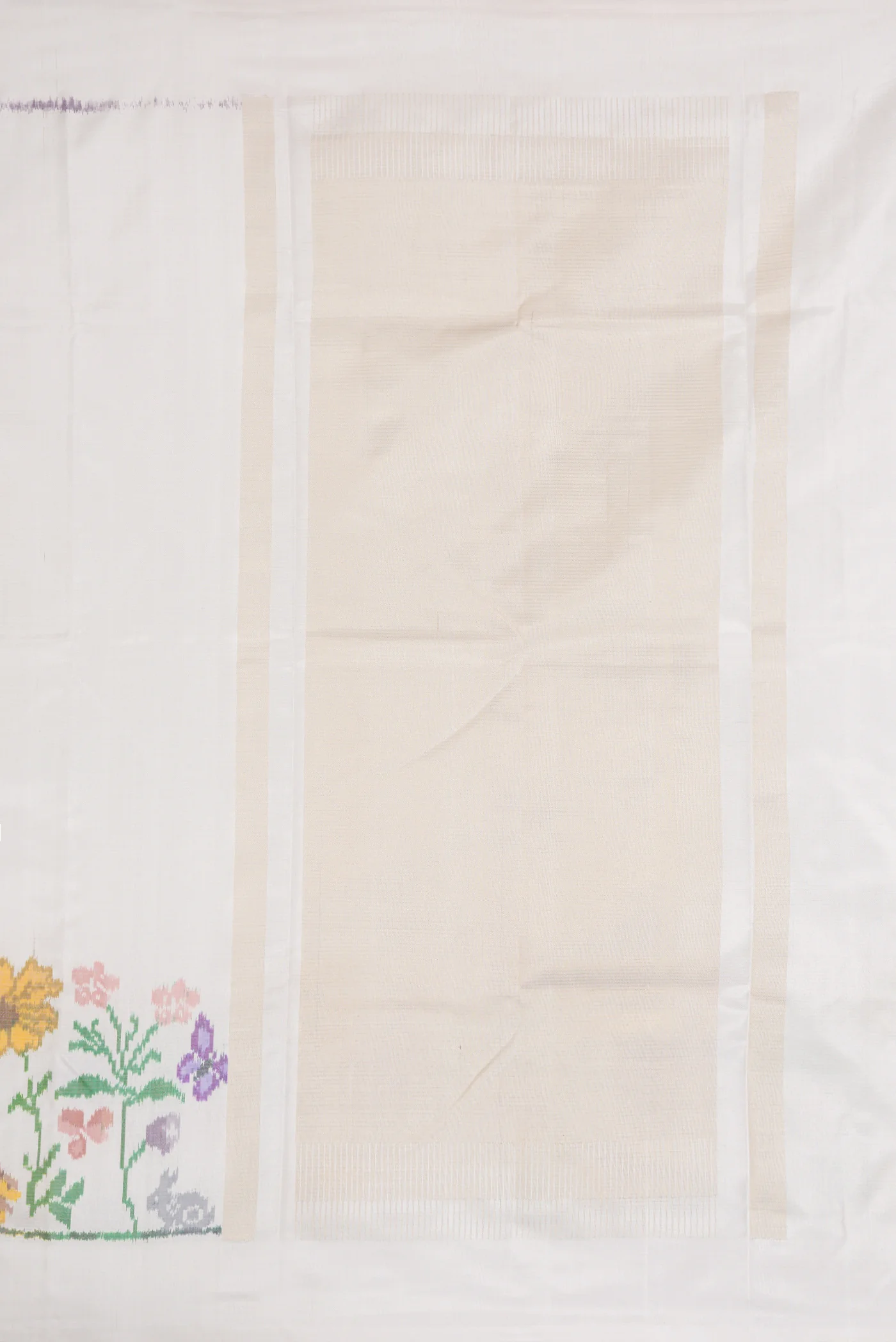 White Double Ikat Saree - Image 7