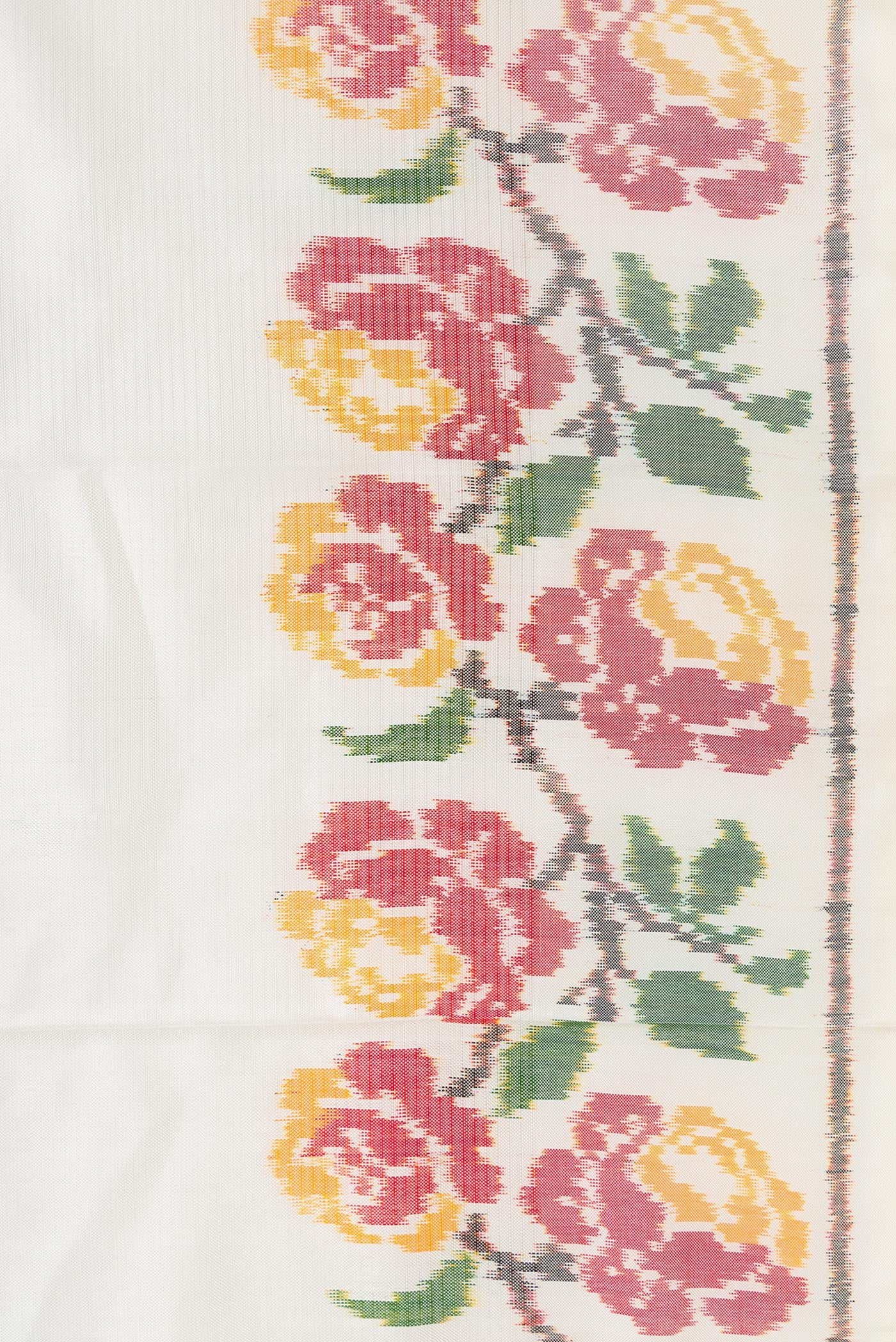 Off White Double Ikat Saree - Image 3