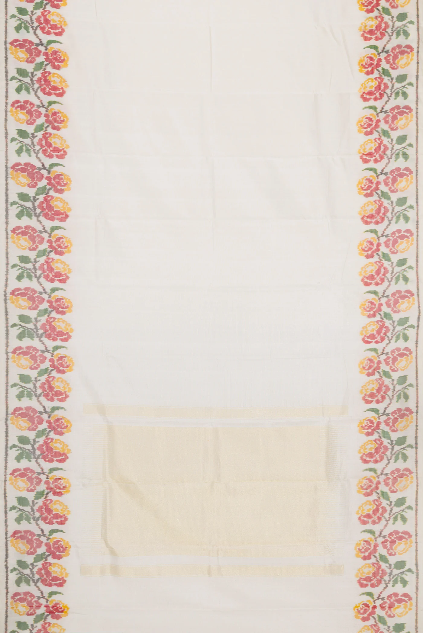 Off White Double Ikat Saree - Image 6