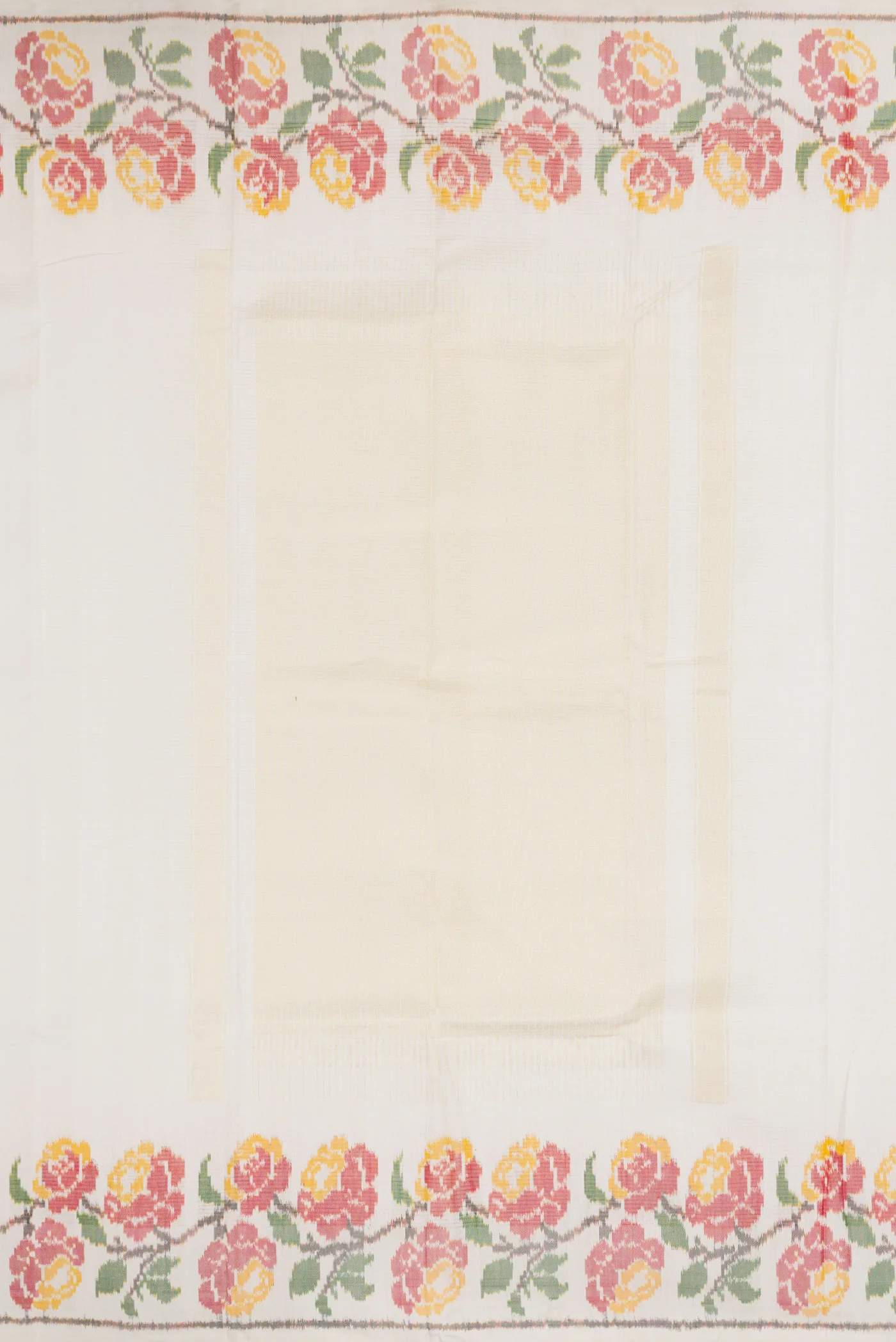 Off White Double Ikat Saree - Image 7
