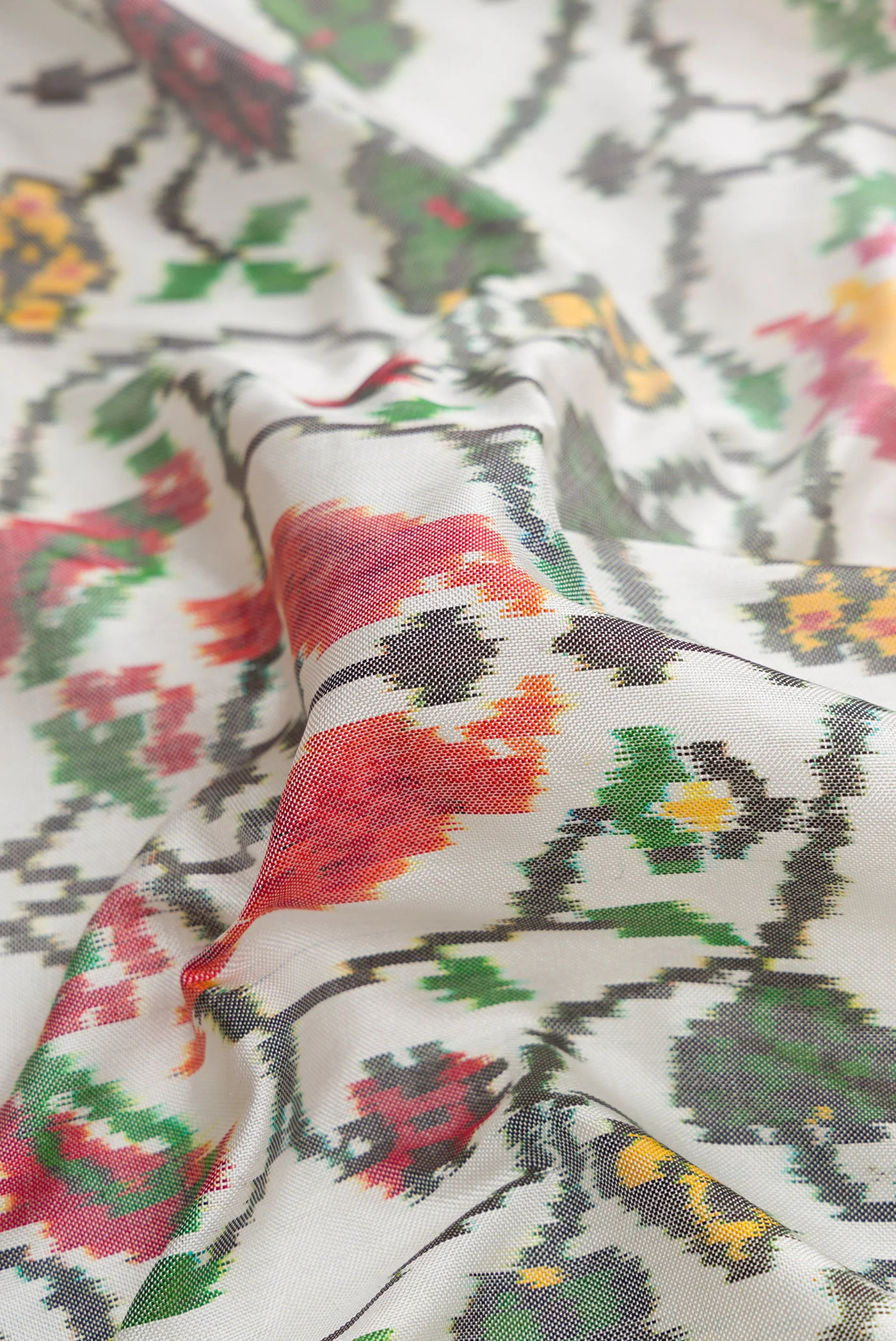 Off White Double Ikat Saree - Image 2