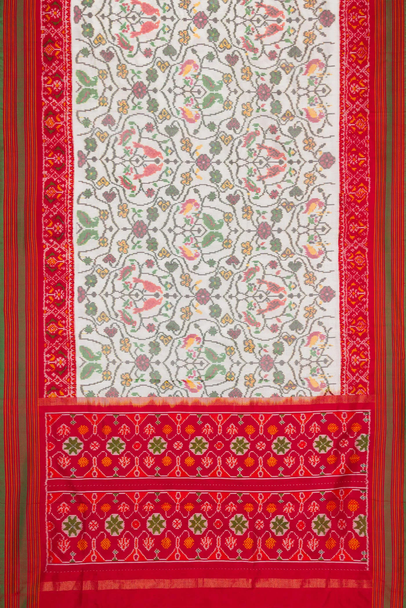Off White Double Ikat Saree - Image 6