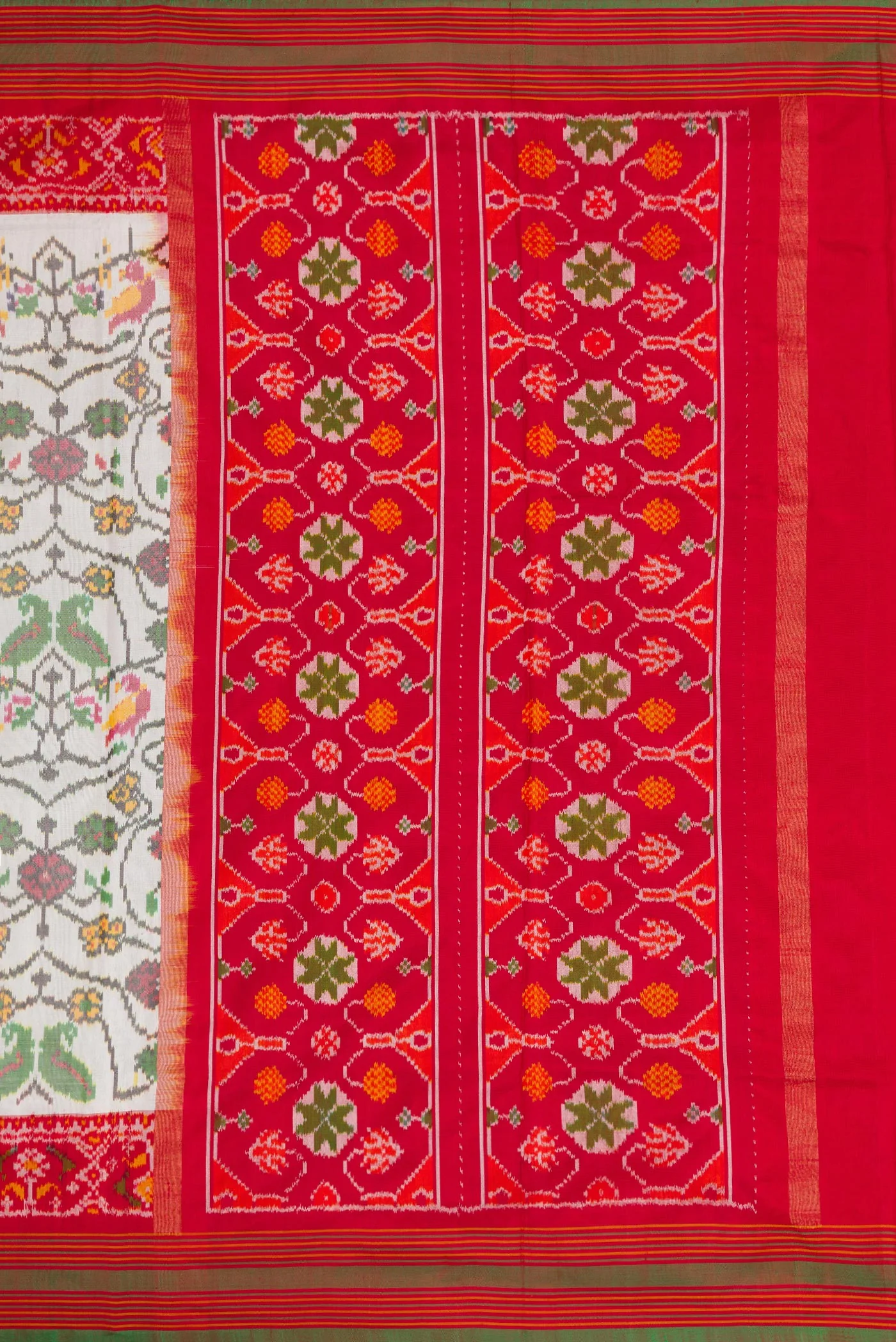 Off White Double Ikat Saree - Image 7