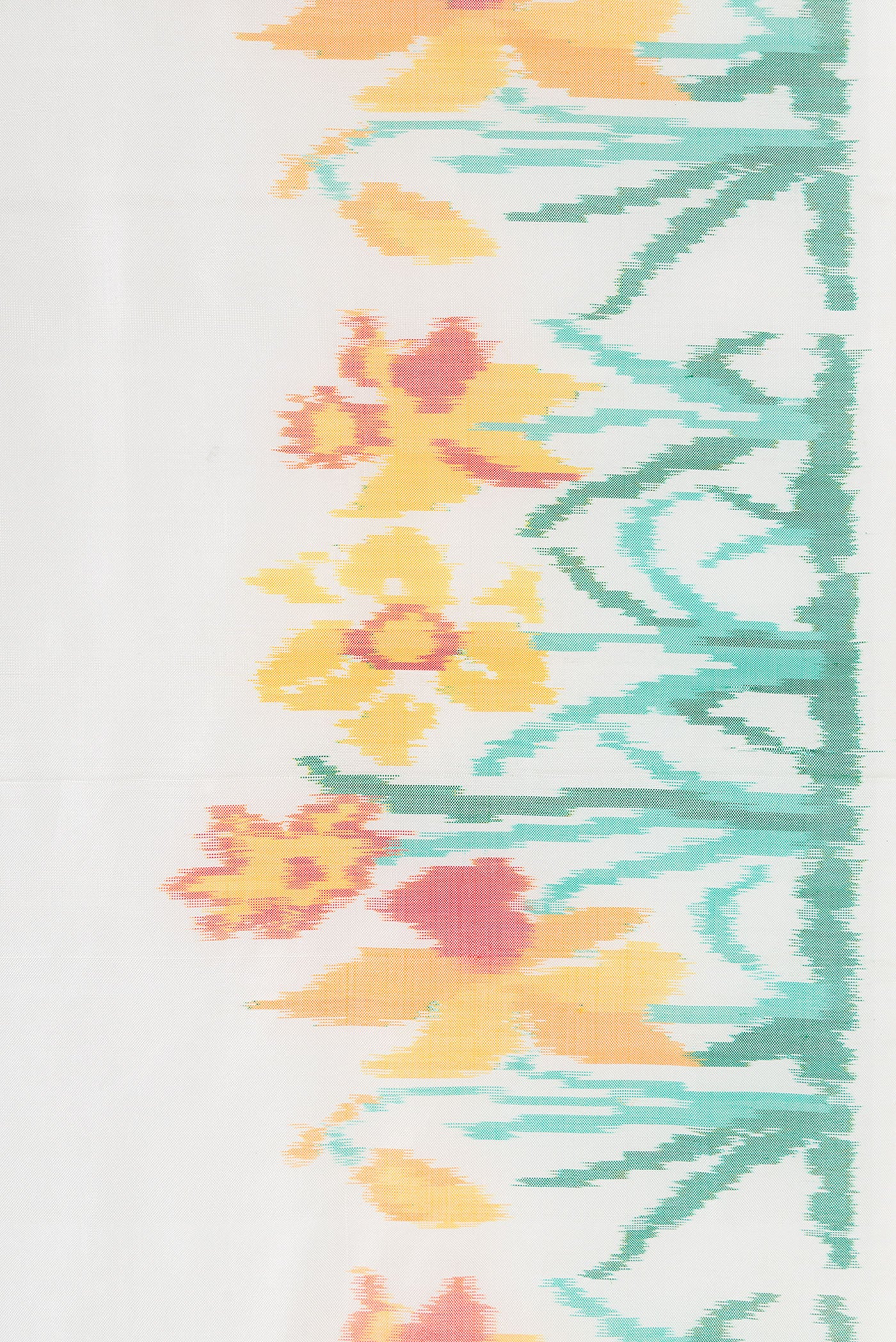 White Double Ikat Saree - Image 3