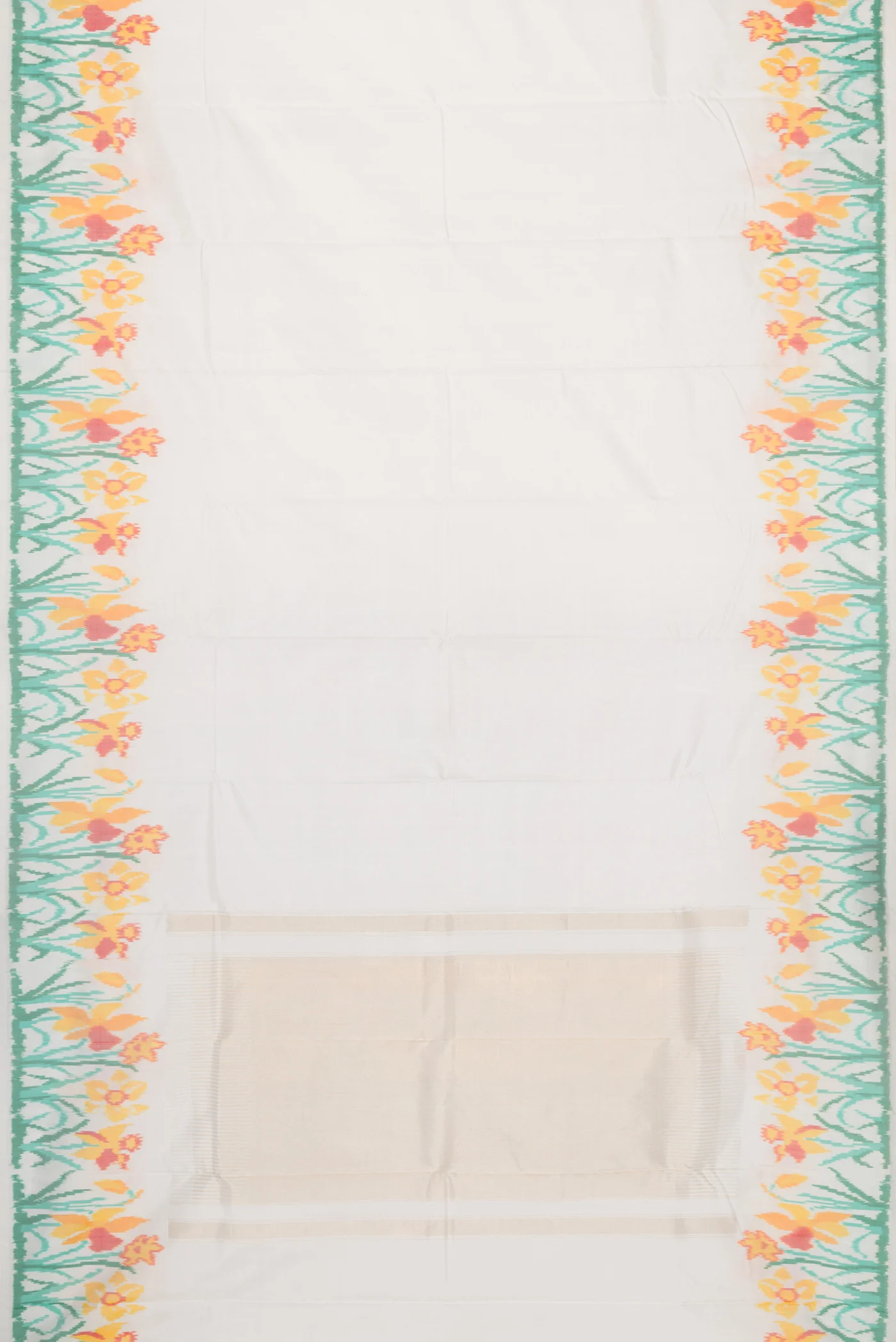 White Double Ikat Saree - Image 6