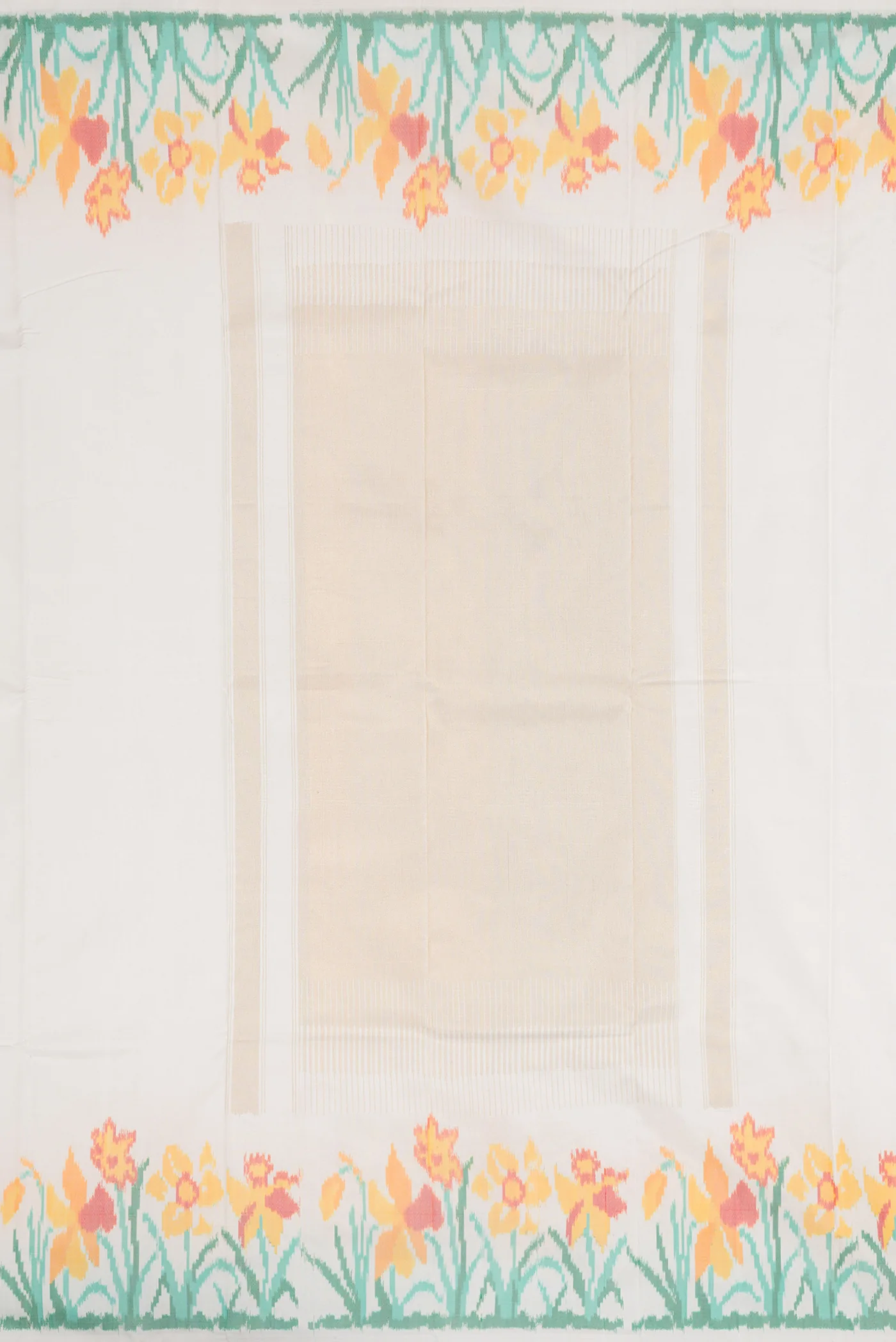 White Double Ikat Saree - Image 7