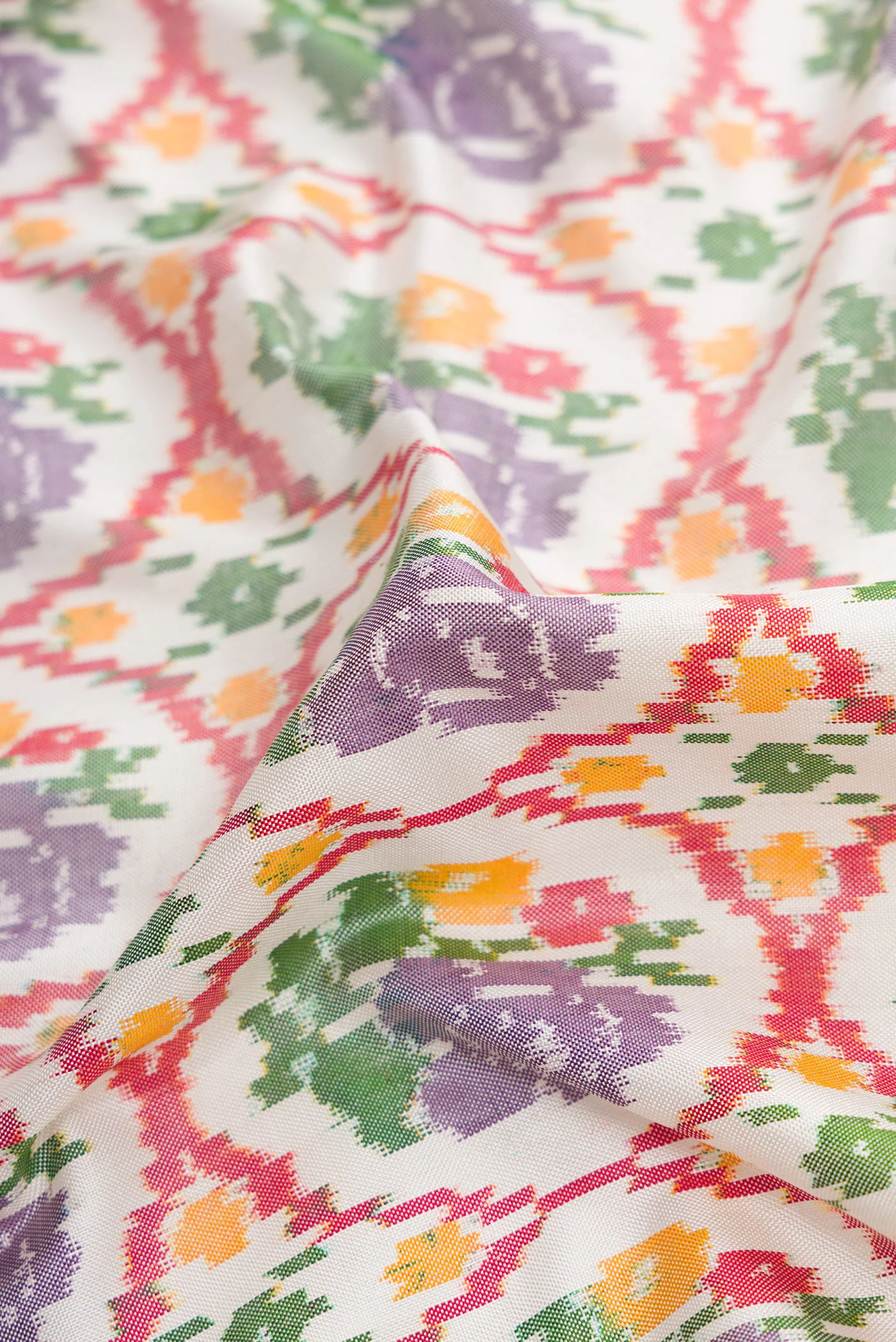 Off White Double Ikat Saree - Image 2
