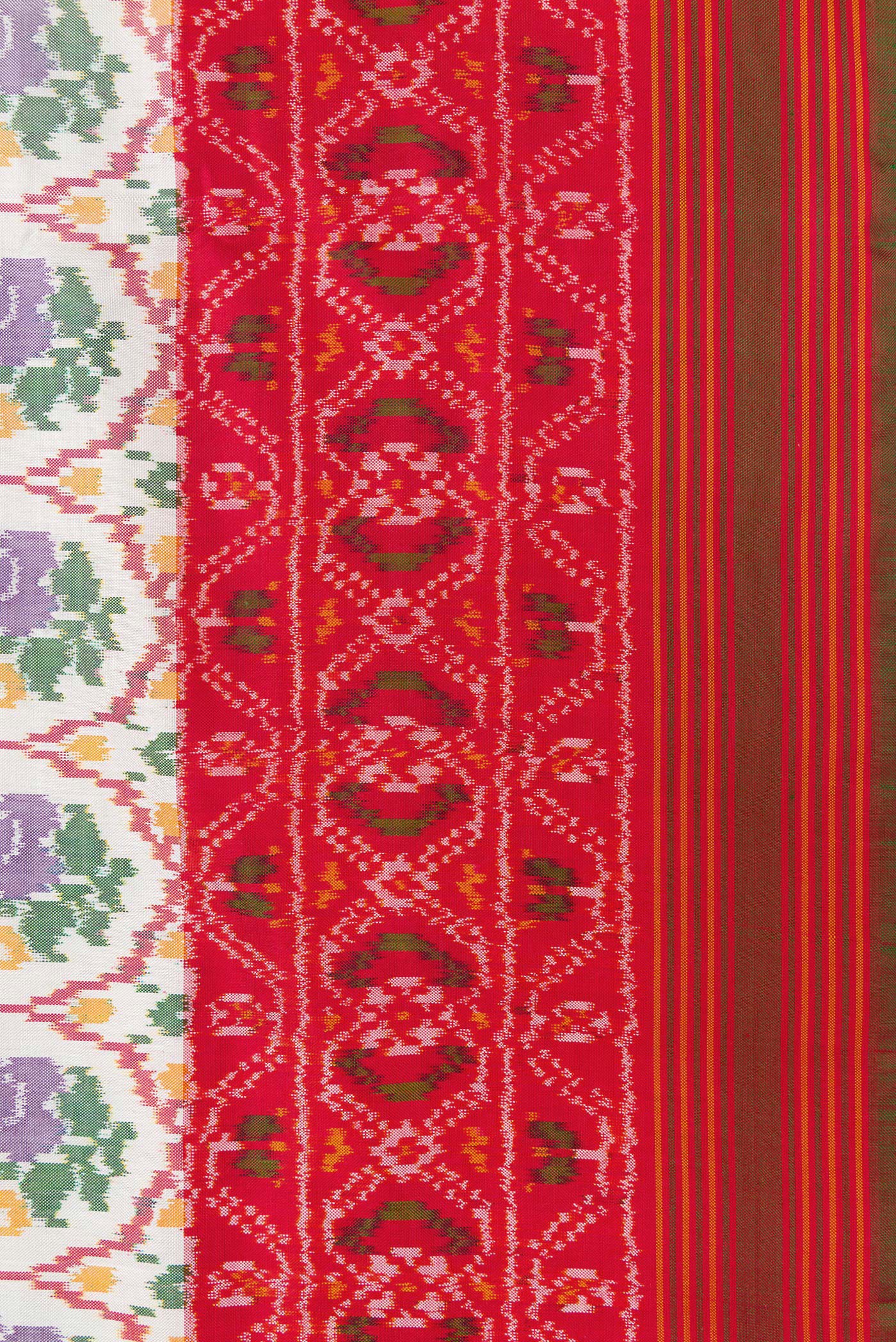 Off White Double Ikat Saree - Image 3