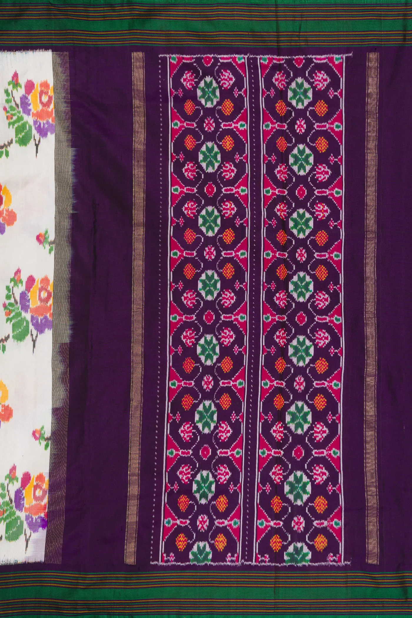 White Double Ikat Saree - Image 7