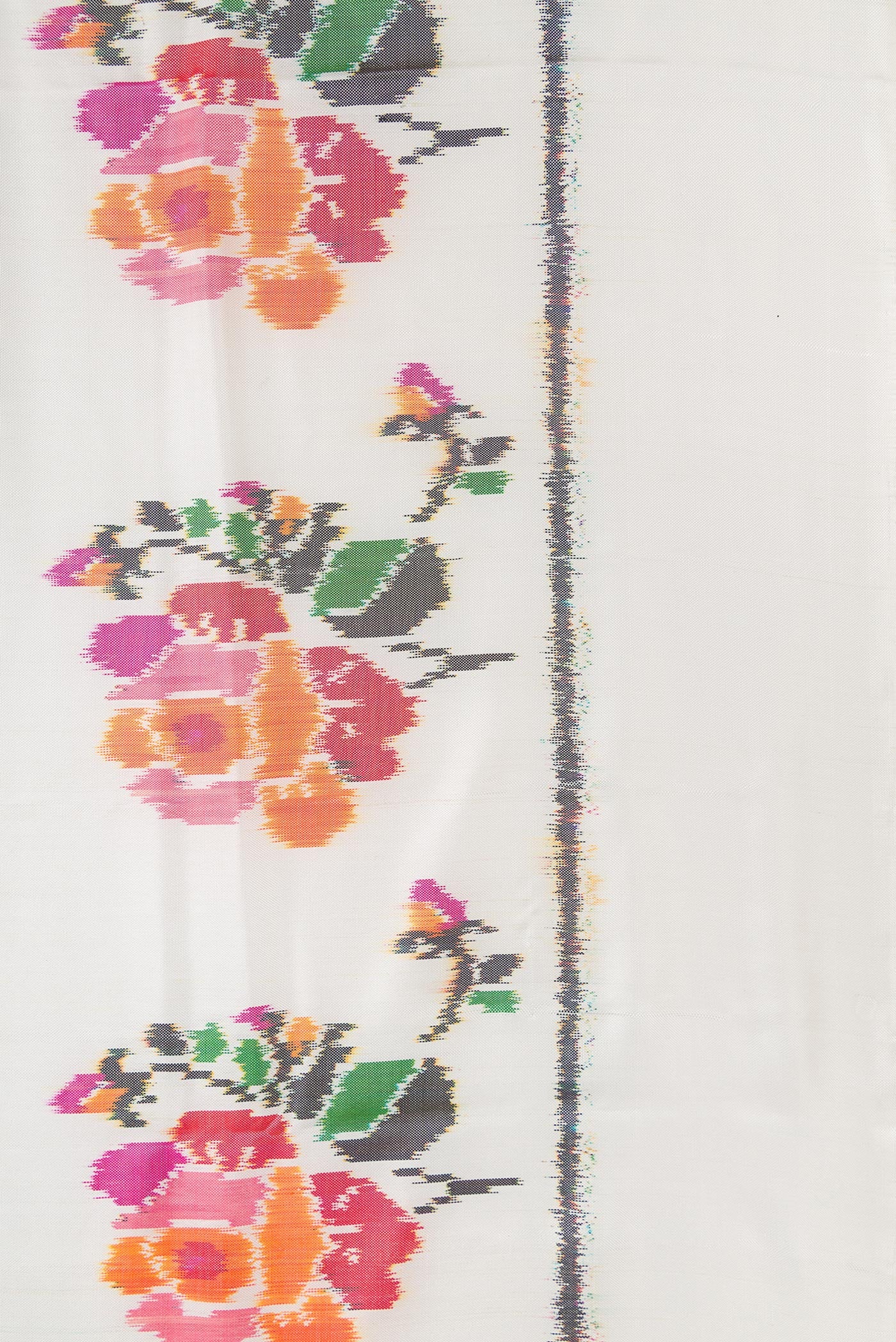White Double Ikat Saree - Image 3